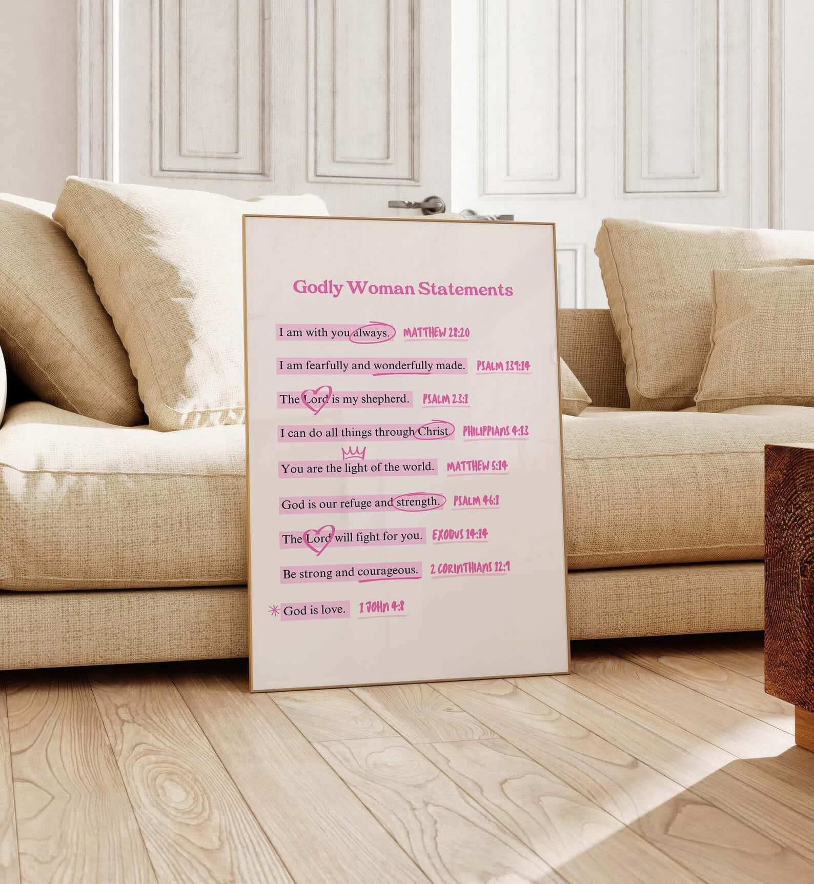 Godly Woman Statements with Bible Verses | Single, Christian Wall Art, A3 at XILEF Art