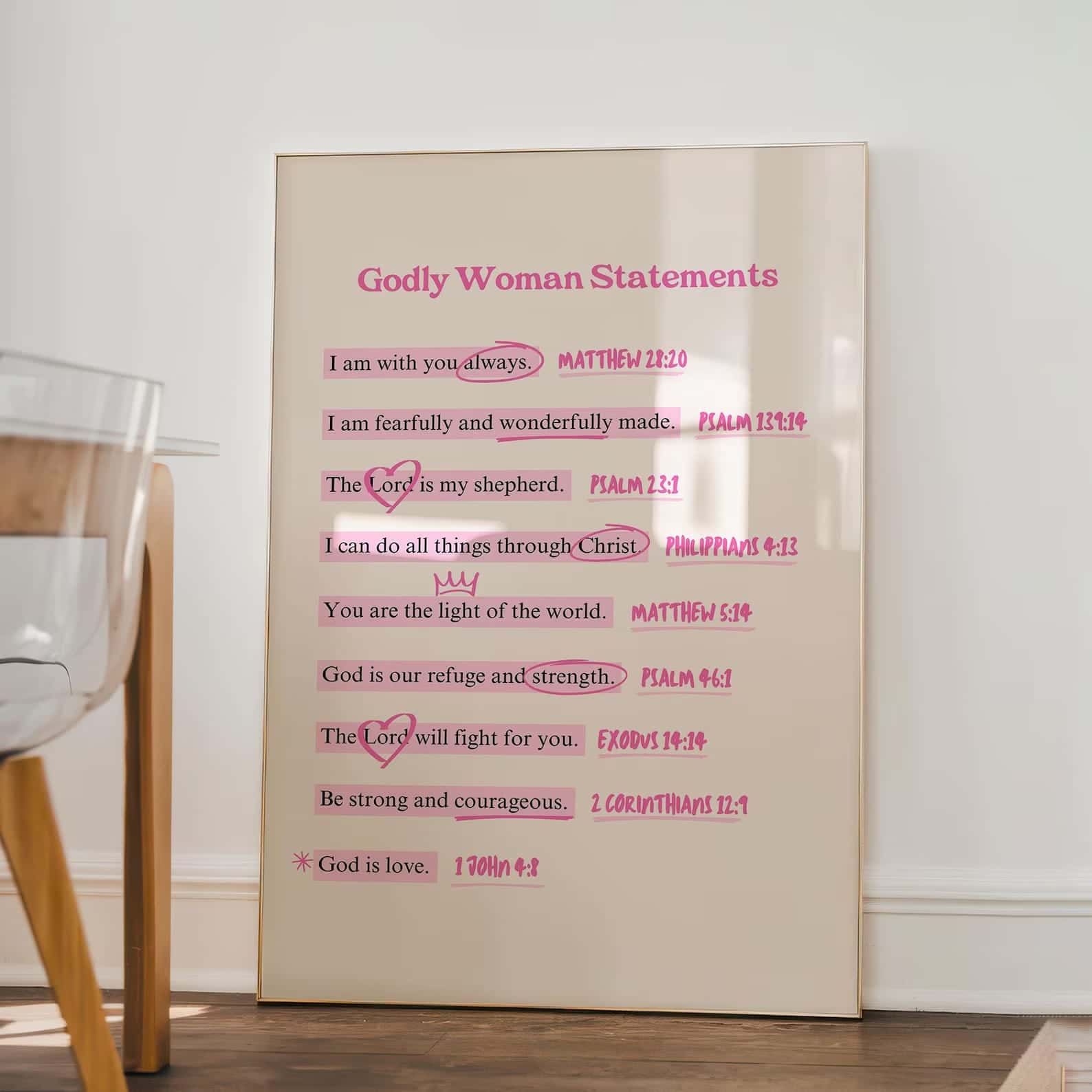 Godly Woman Statements with Bible Verses | Single, Christian Wall Art, A2 at XILEF Art