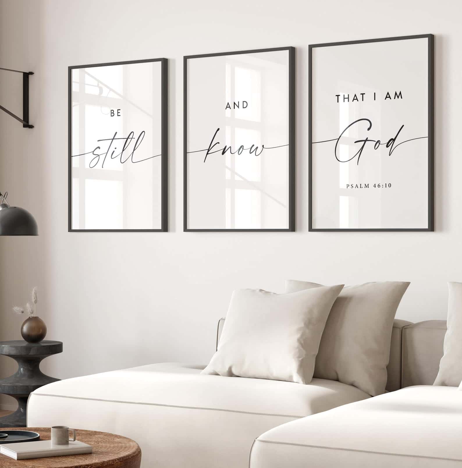 Be Still and Know that I Am God, Psalm 46:10 | Trio Set, Christian Wall Art, A3 at XILEF Art
