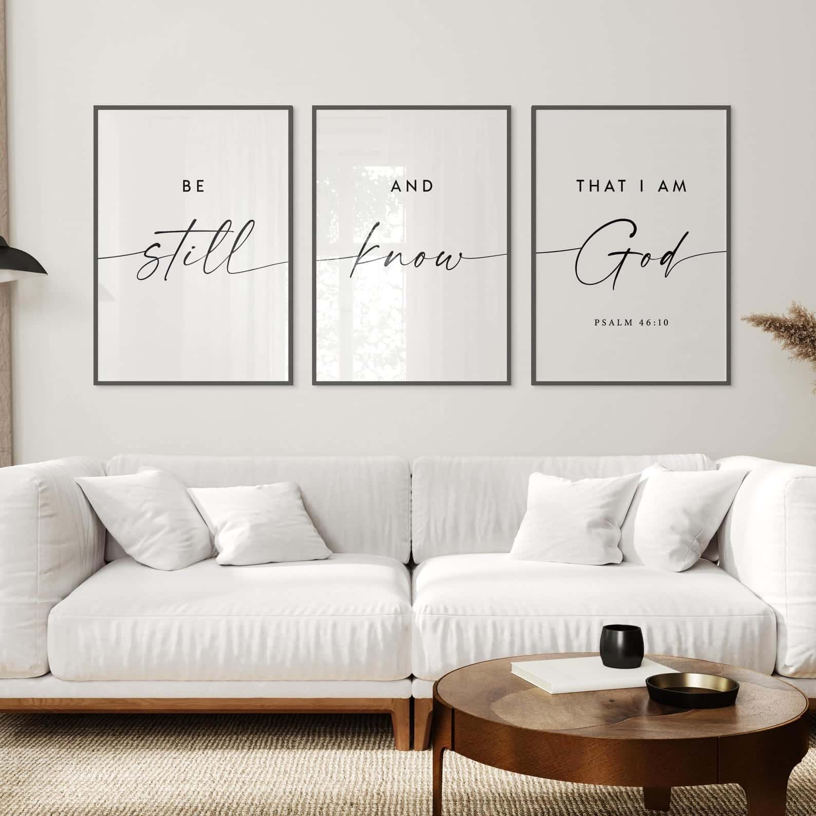 Be Still and Know that I Am God, Psalm 46:10 | Trio Set, Christian Wall Art, A2 at XILEF Art
