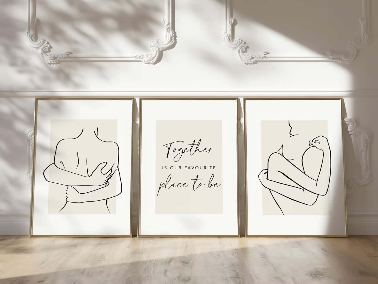 COUPLE Artwork | Bedroom Wall Art | Special Wedding Gift | Anniversary Gift | Trio Set Wall Art, A2 at XILEF Art