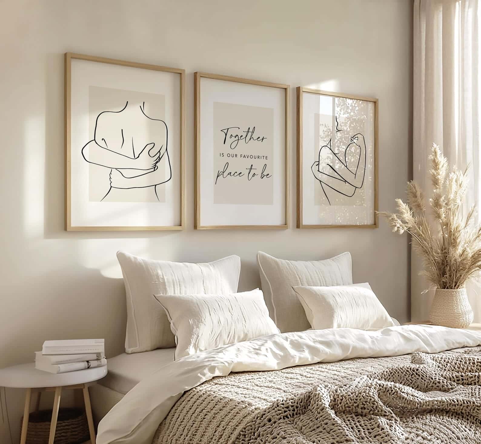 COUPLE Artwork | Bedroom Wall Art | Special Wedding Gift | Anniversary Gift | Trio Set Wall Art, A2 at XILEF Art