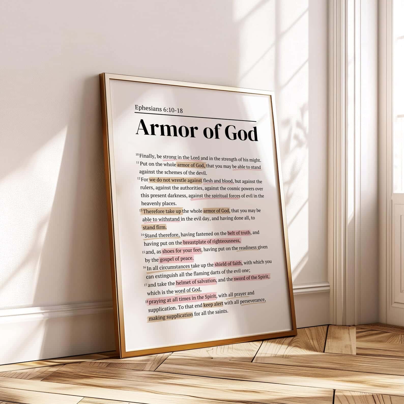 The Armor of God, Ephesians 6:10-18 | Single, Christian Wall Art, A3 at XILEF Art