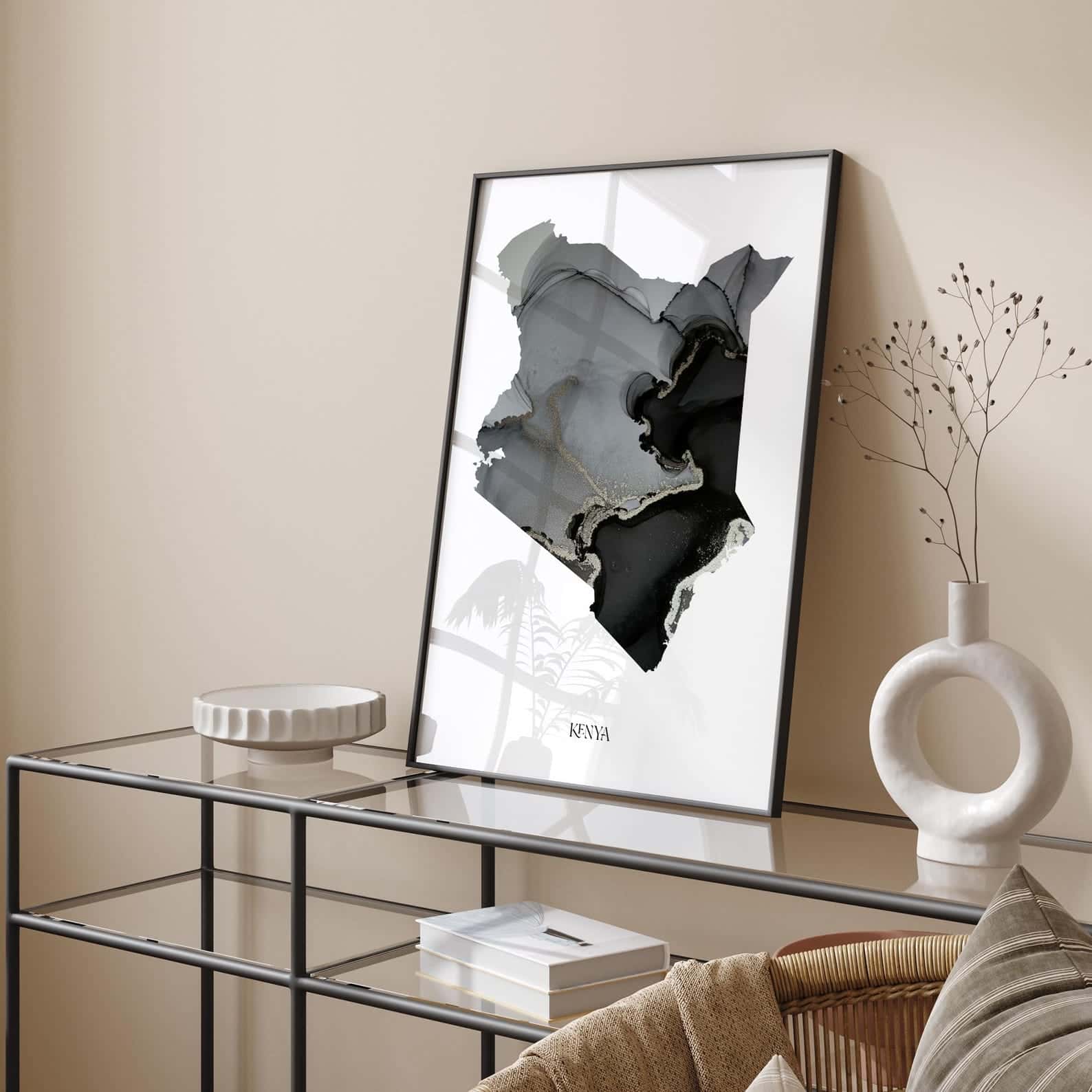 Map of Kenya Artwork | Maps Wall Art | A2 at XILEF Art