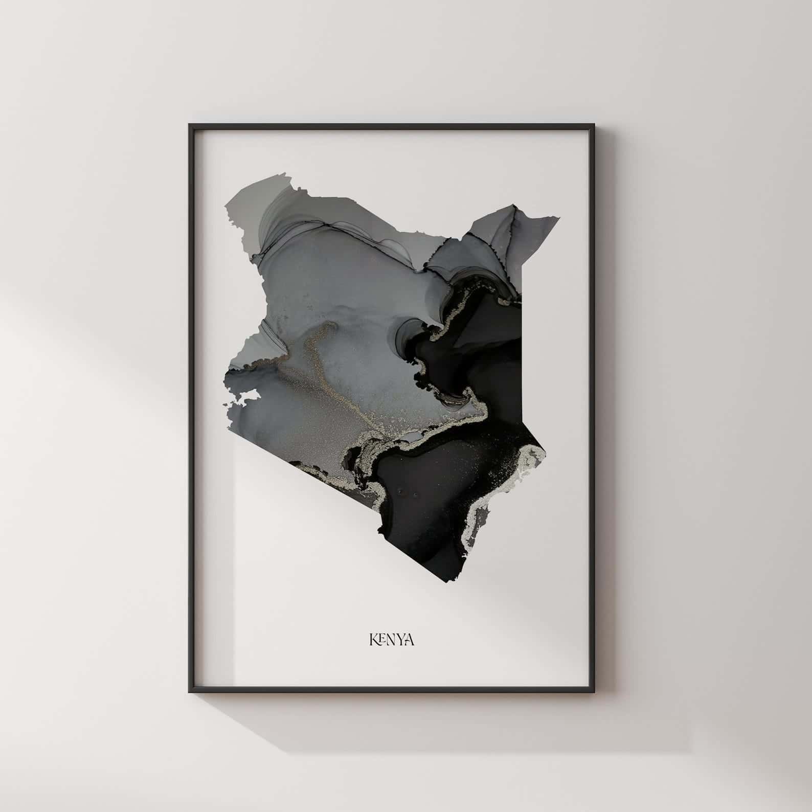 Map of Kenya Artwork | Maps Wall Art | A2 at XILEF Art