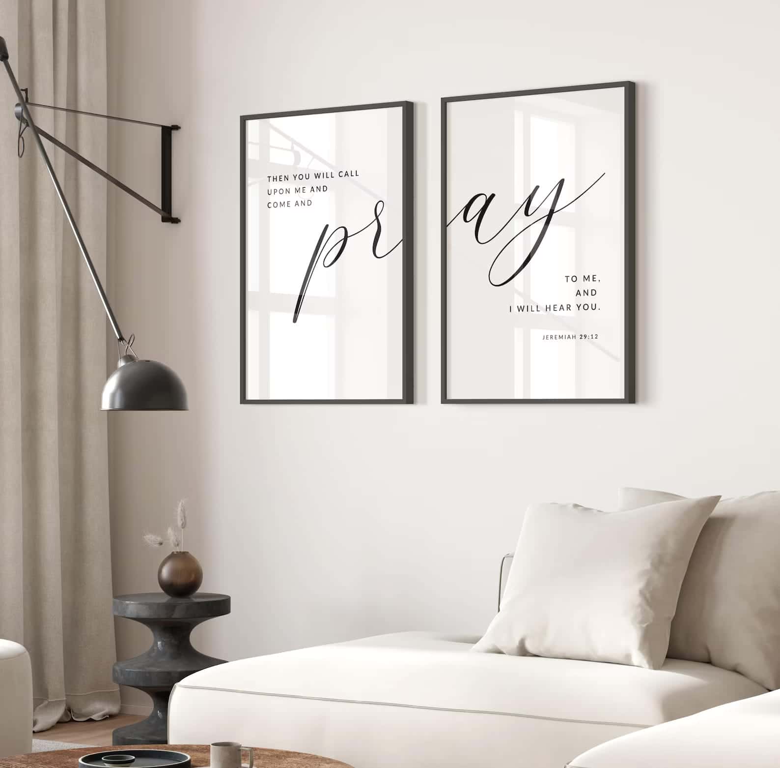 Then You Will Pray, Bible Verse, Jeremiah 29:12 | Duo Set, Christian Wall Art, A3 at XILEF Art