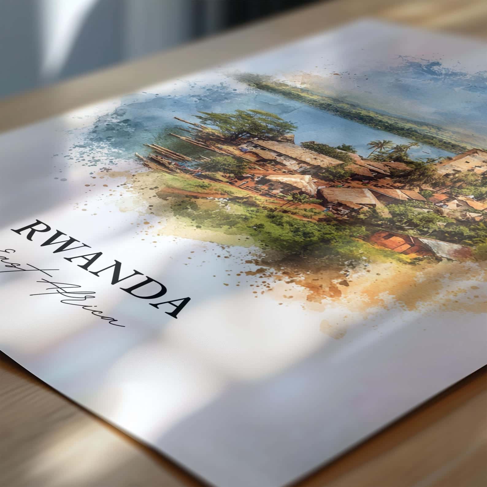 Map of Rwanda Artwork | Maps Wall Art | A2 at XILEF Art
