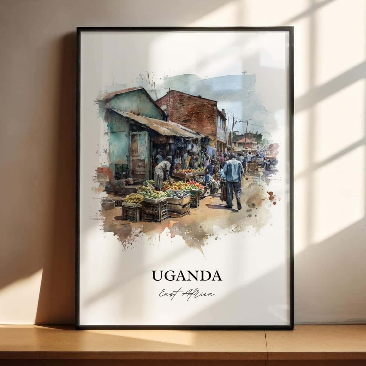 Map of Uganda Artwork | Maps Wall Art | A2 at XILEF Art