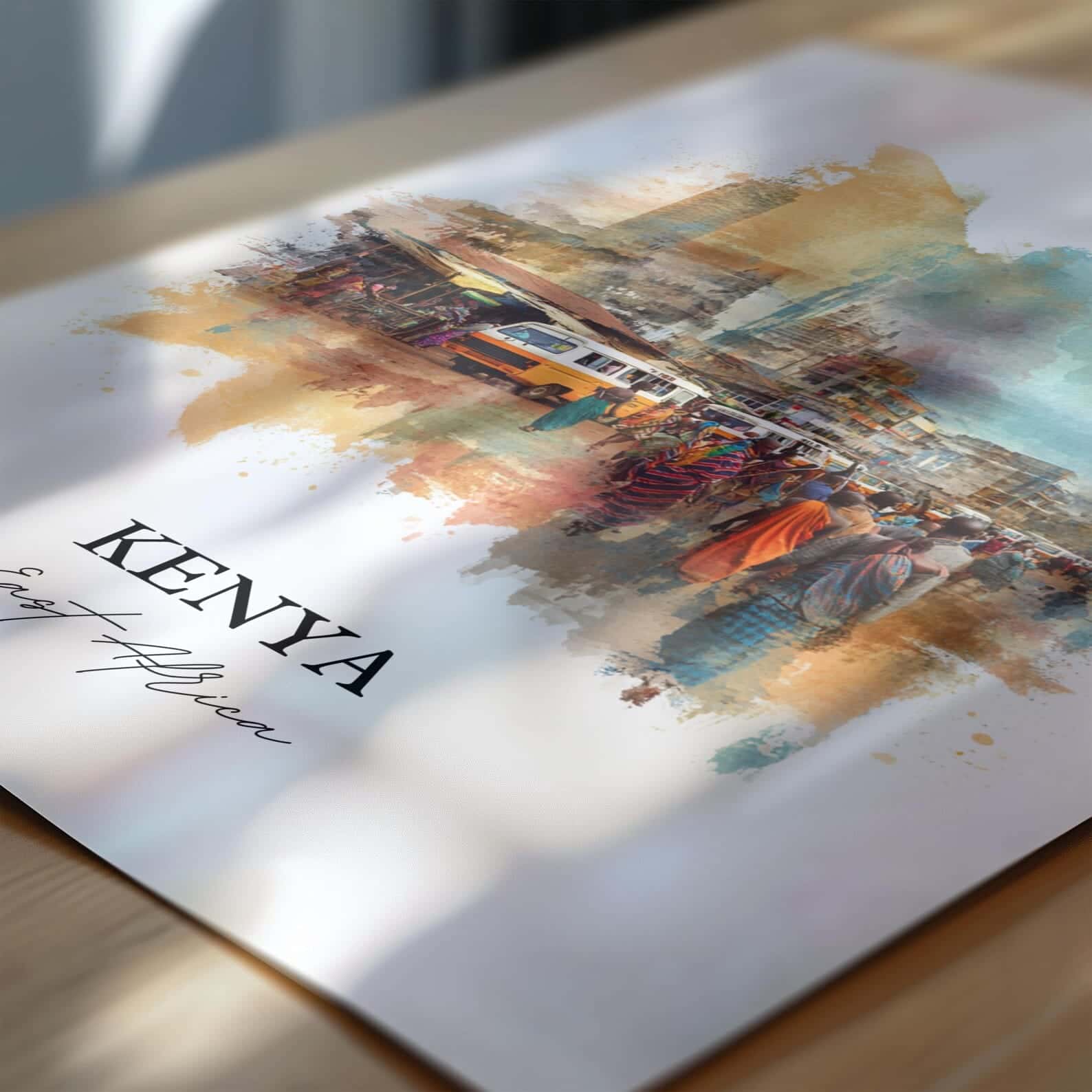 Map of Kenya Artwork | Maps Wall Art | A2 at XILEF Art