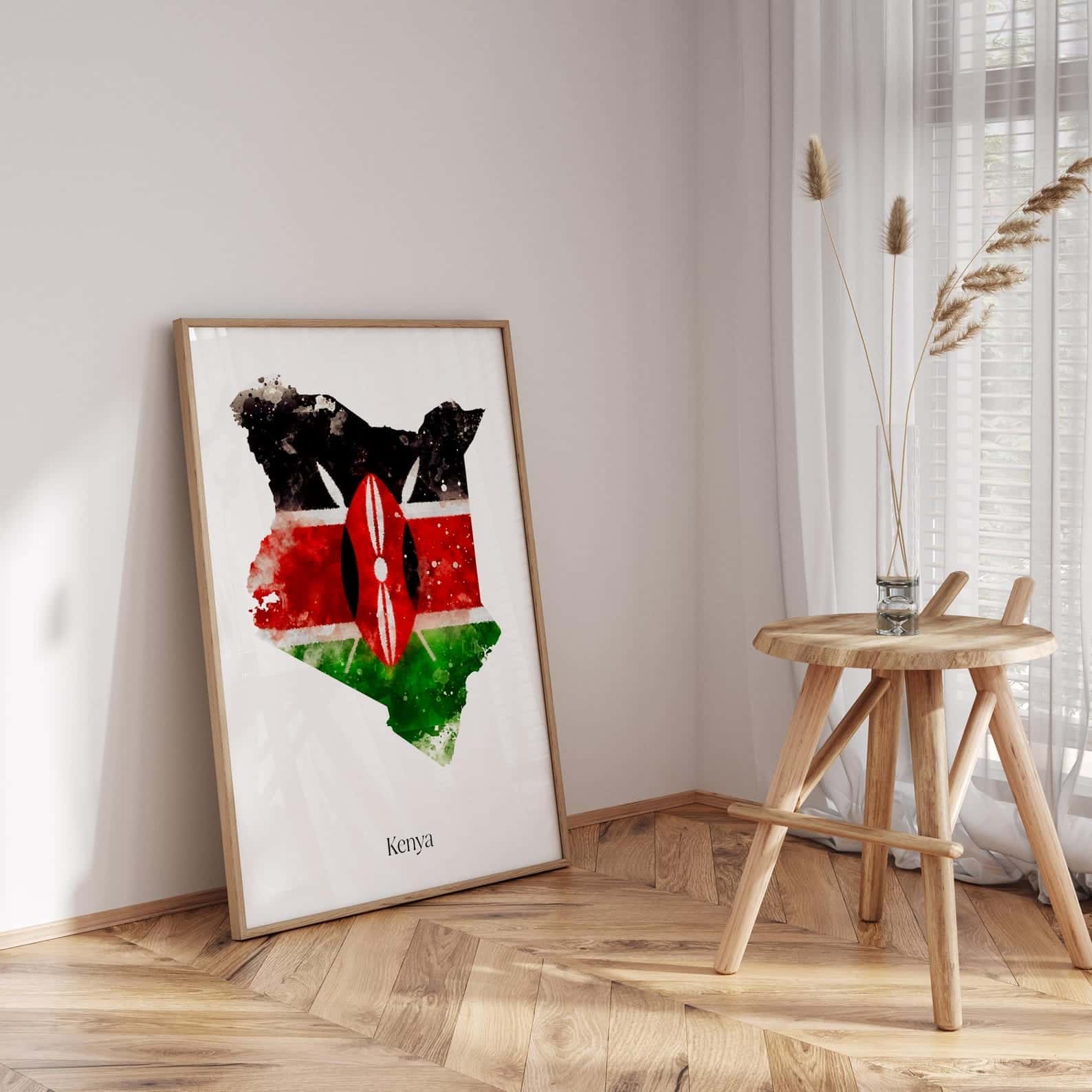 Map of Kenya Artwork | Maps Wall Art | A2 at XILEF Art