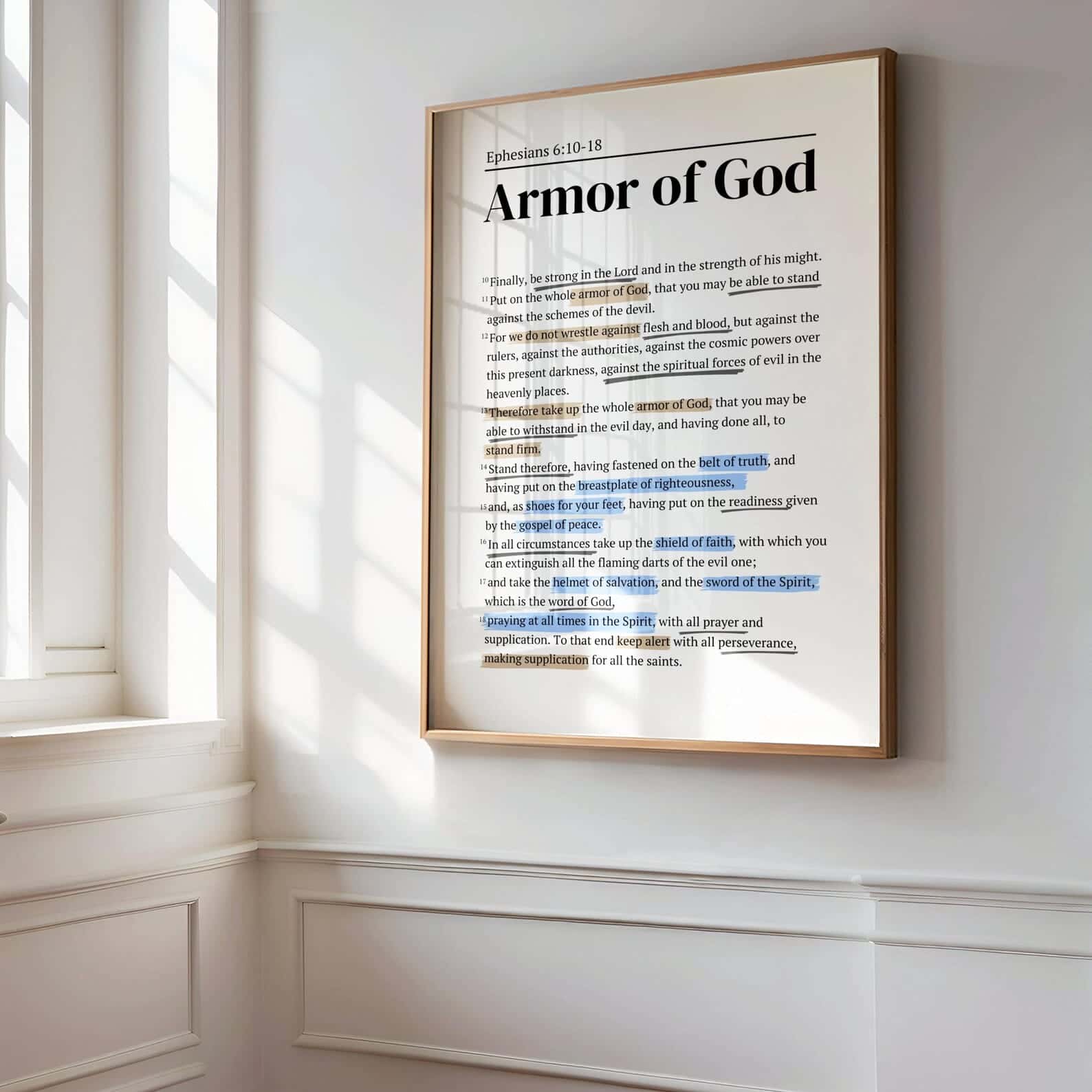 The Armor of God, Ephesians 6:10-18 | Single, Christian Wall Art, A2 at XILEF Art