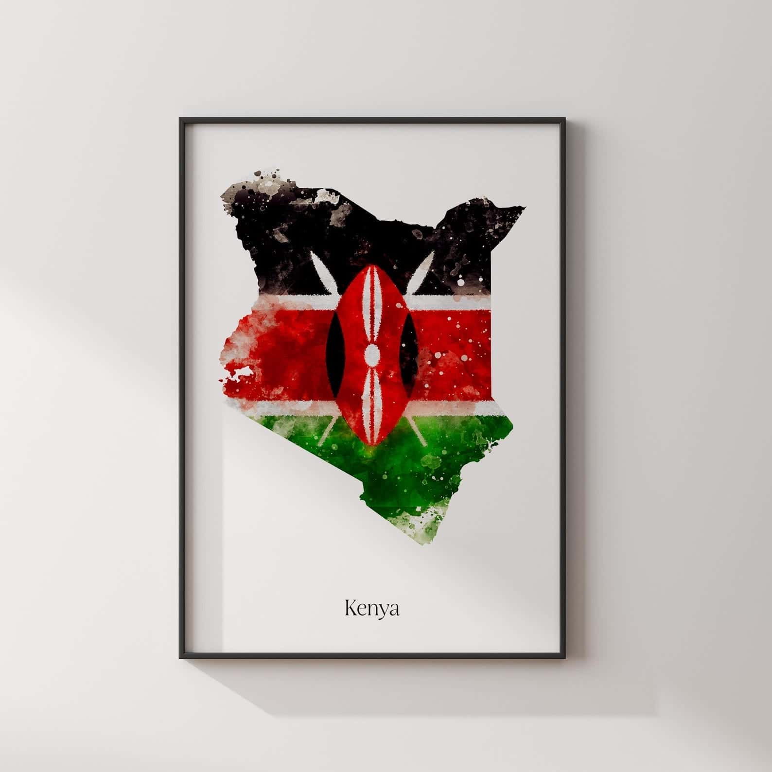Map of Kenya Artwork | Maps Wall Art | A2 at XILEF Art