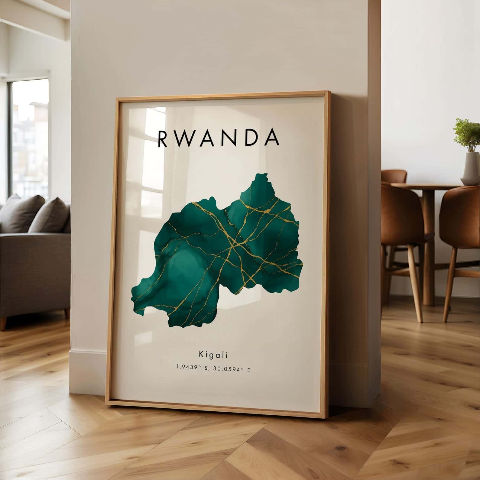 Map of Rwanda Artwork | Maps Wall Art | A2 at XILEF Art