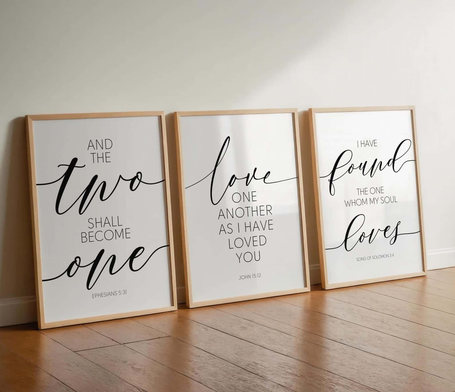 Love Bible Verses | Custom Wedding Gift | Custom Couple Gift | Custom Anniversary Gift | Trio Set Wall Art, A3 at XILEF Art