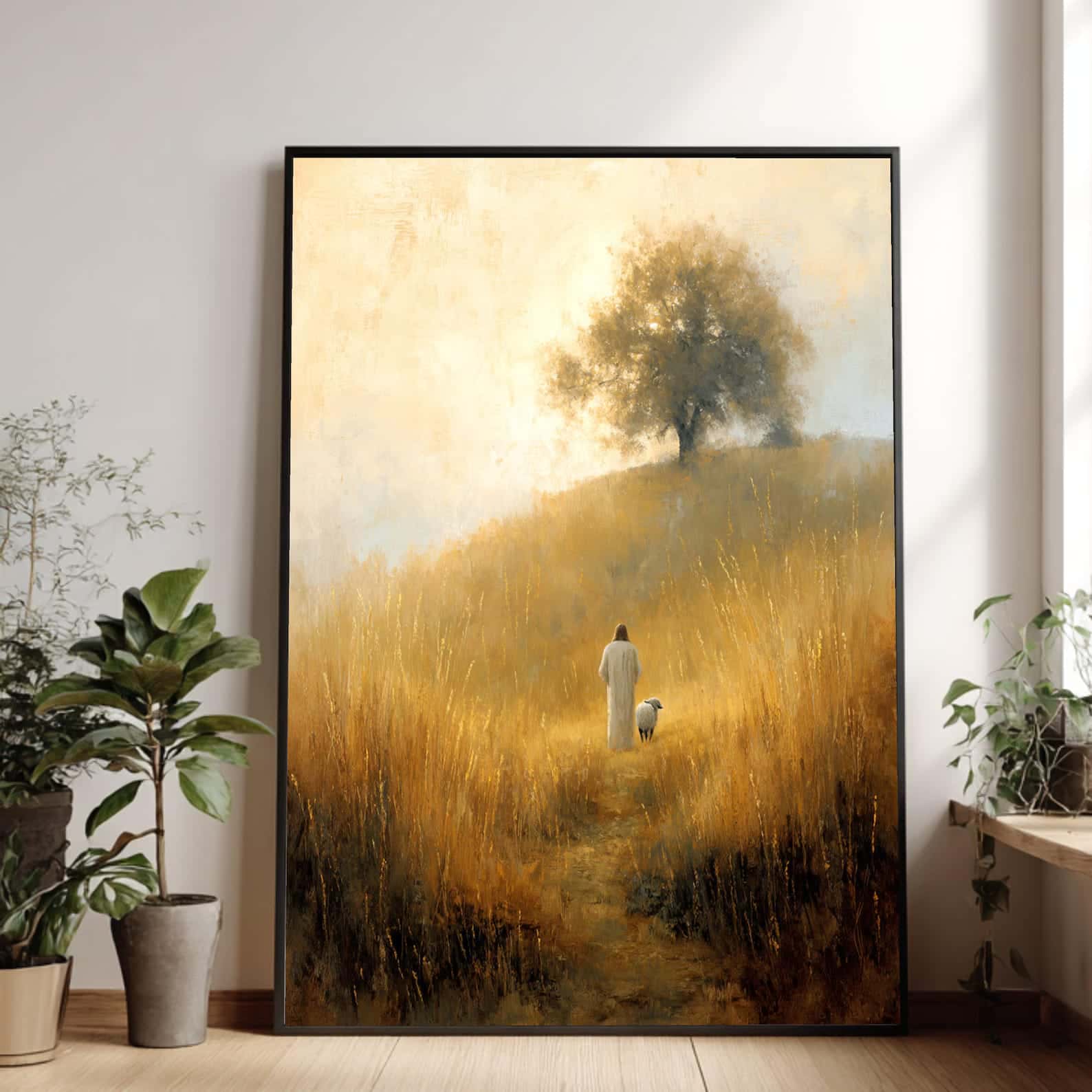 Jesus Tending His Sheep | Christian Wall Art, A2 at XILEF Art