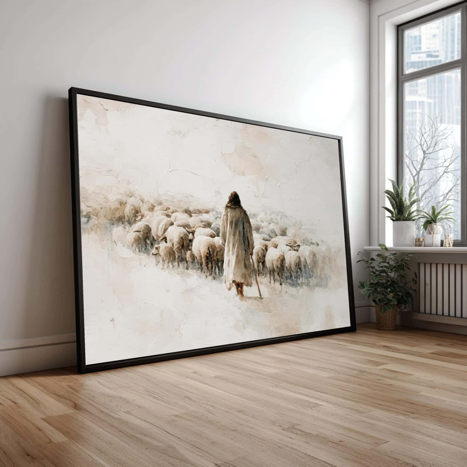 Jesus Tending His Sheep | Christian Wall Art, A2 at XILEF Art