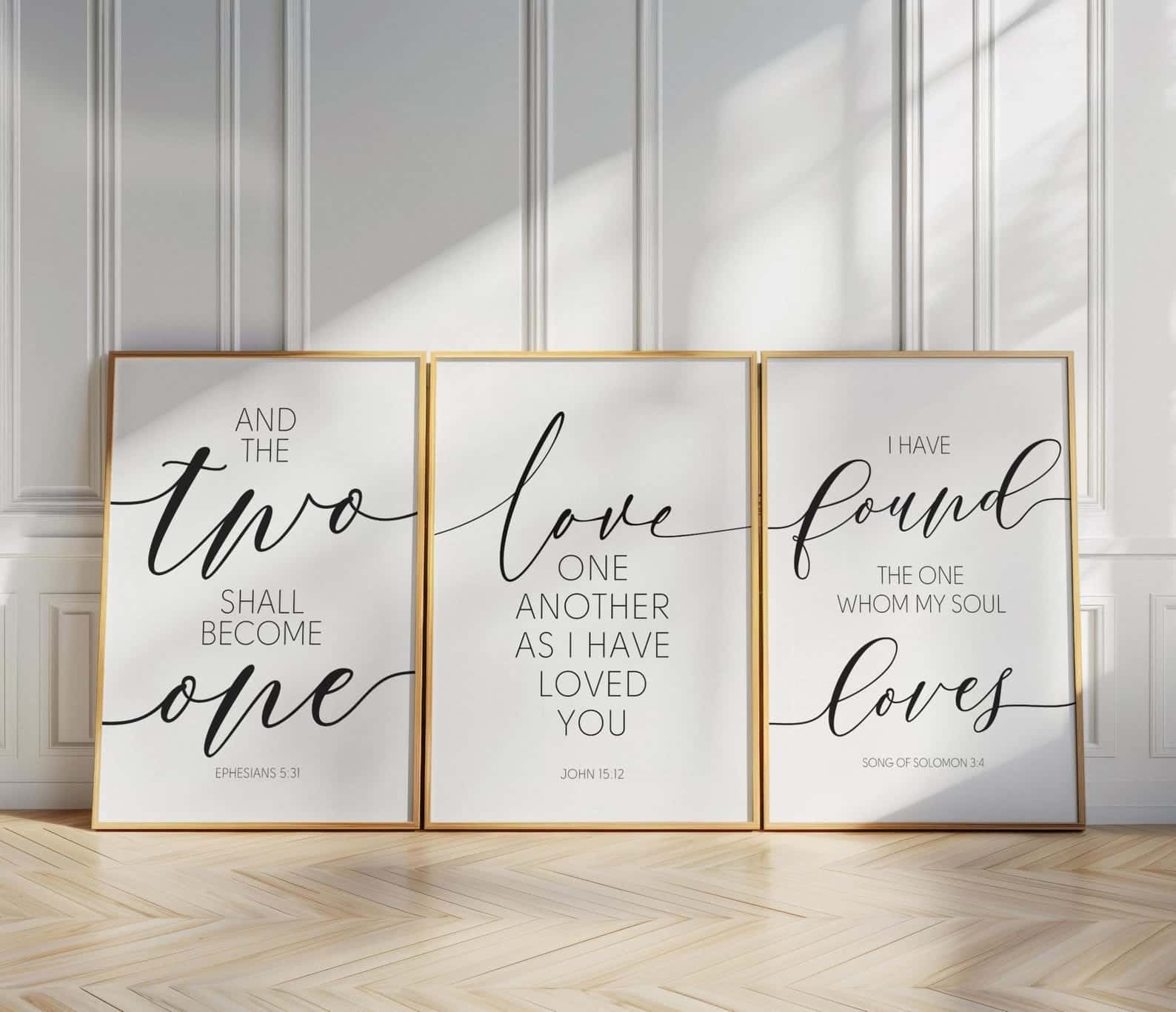 Love Bible Verses | Custom Wedding Gift | Custom Couple Gift | Custom Anniversary Gift | Trio Set Wall Art, A3 at XILEF Art
