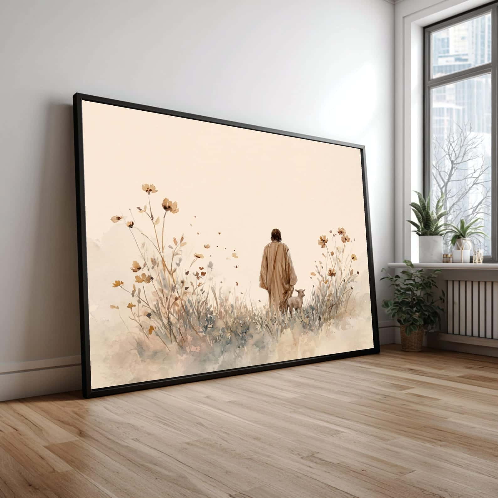 Jesus Tending His Sheep | Christian Wall Art, A2 at XILEF Art