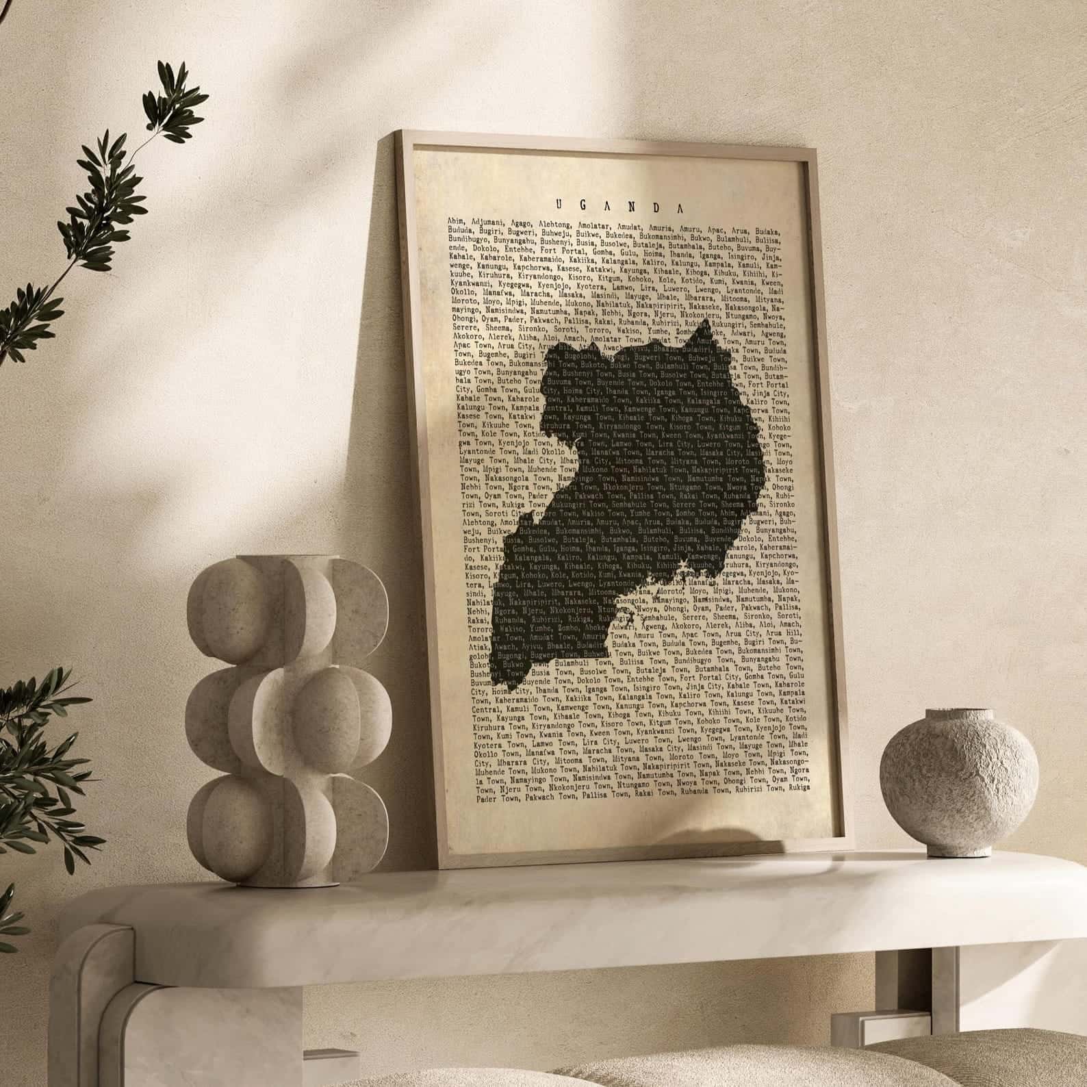 Map of Uganda Artwork | Maps Wall Art | A2 at XILEF Art