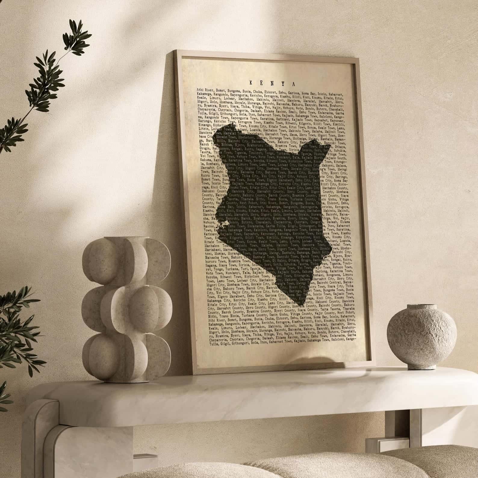 Map of Kenya Artwork | Maps Wall Art | A2 at XILEF Art