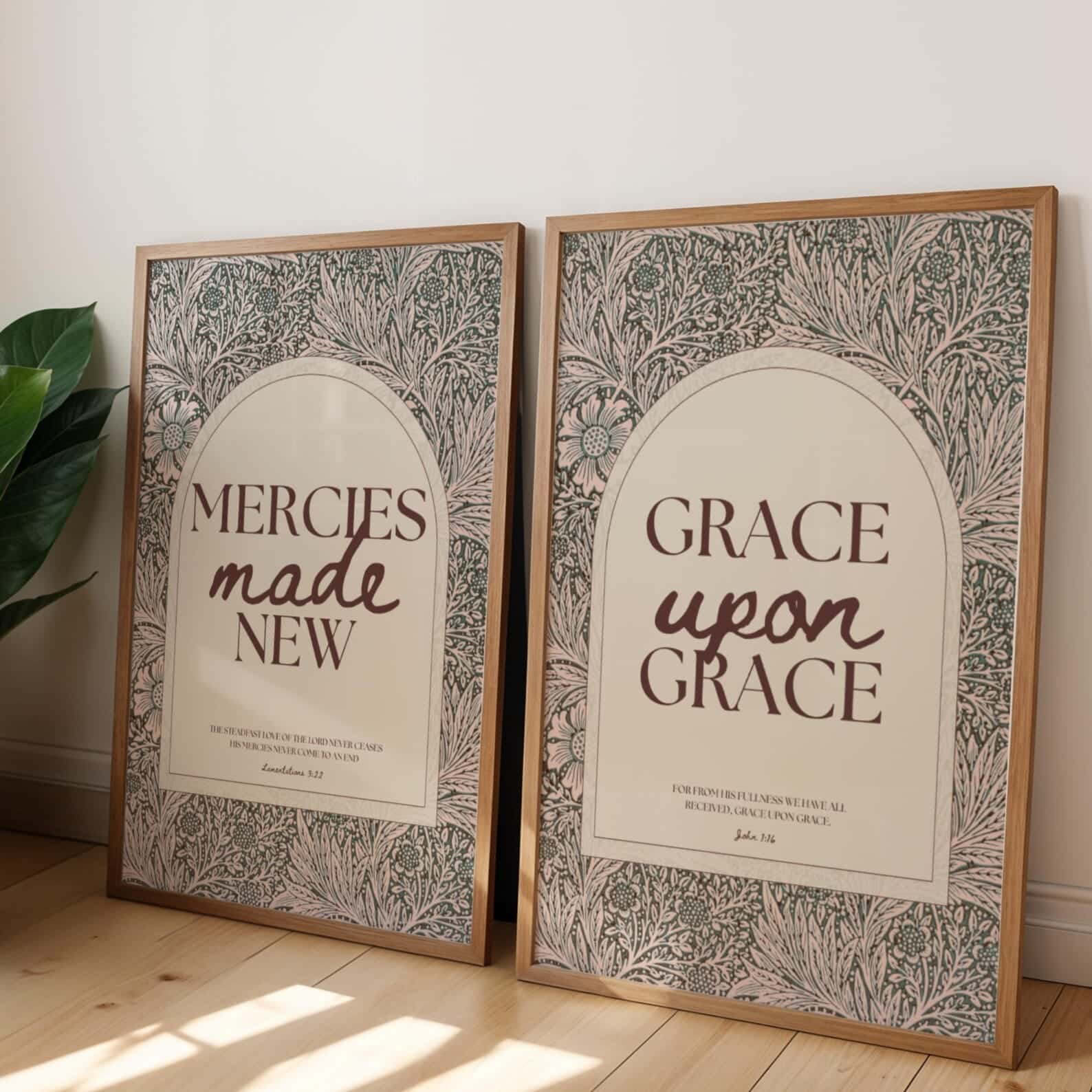 The LORD's Grace and Mercy Bible Verses | Duo Set, Christian Wall Art, A2 at XILEF Art