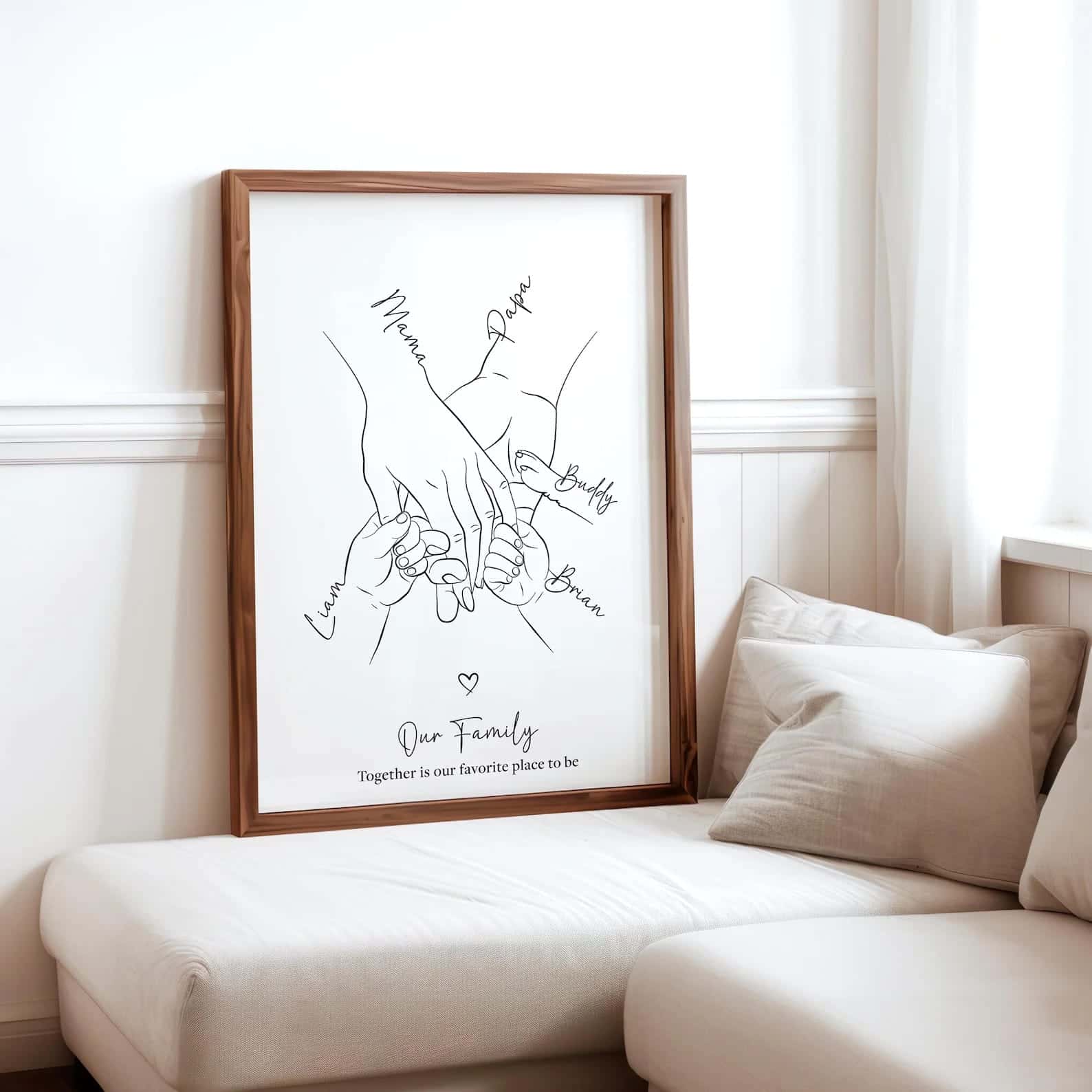 Personalised Family Names Print | Customized Gift for Family | Custom Wall Art for Family | Single, A2 at XILEF Art
