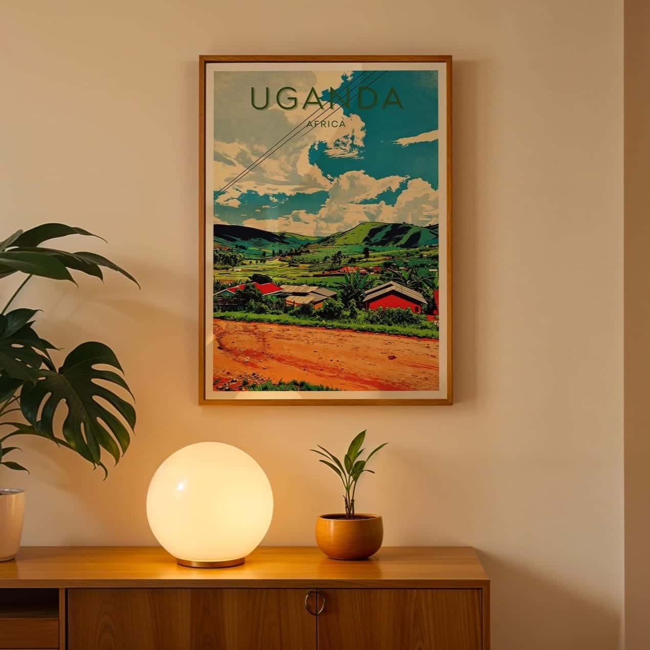 Map of Uganda Artwork | Maps Wall Art | A2 at XILEF Art