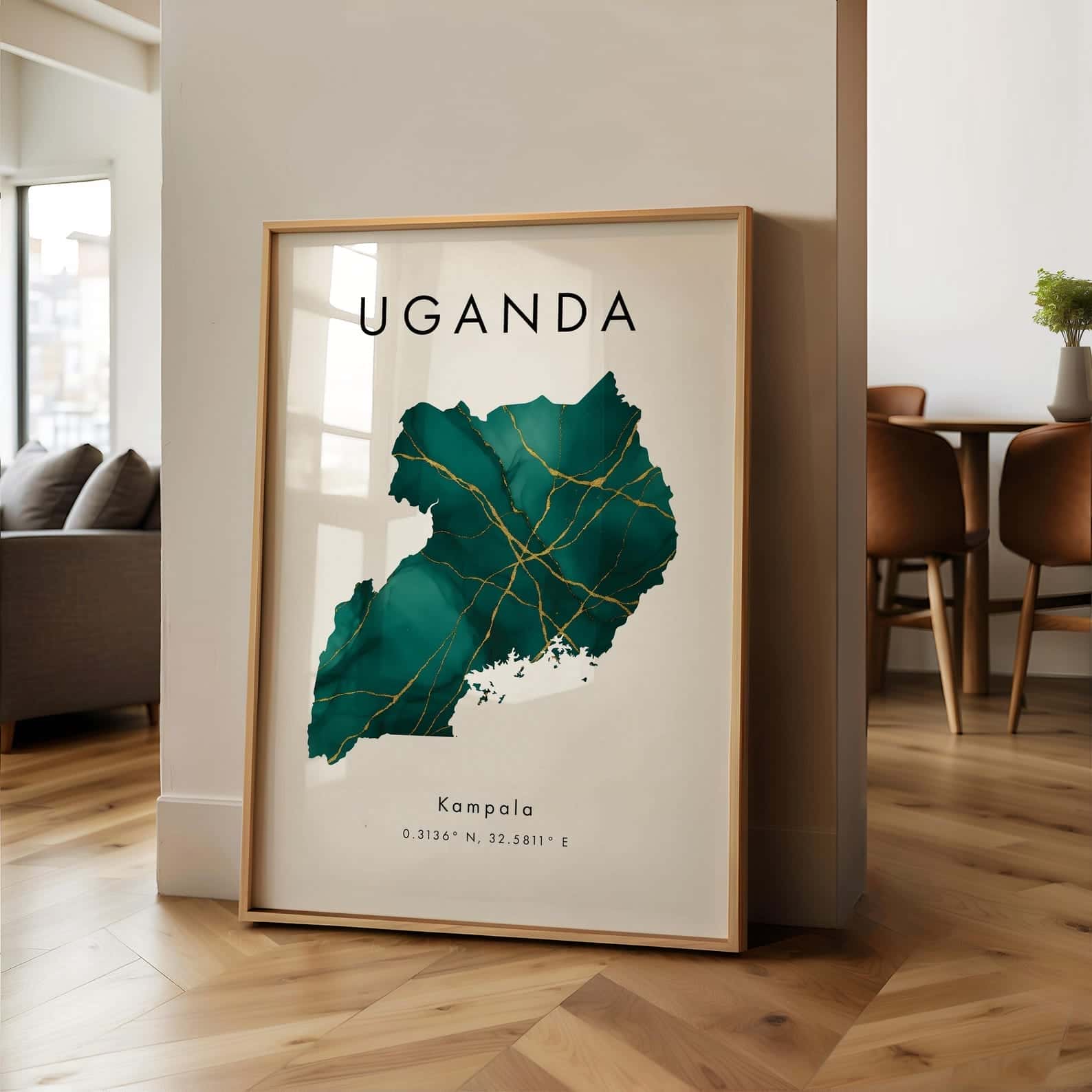Map of Uganda Artwork | Maps Wall Art | A2 at XILEF Art