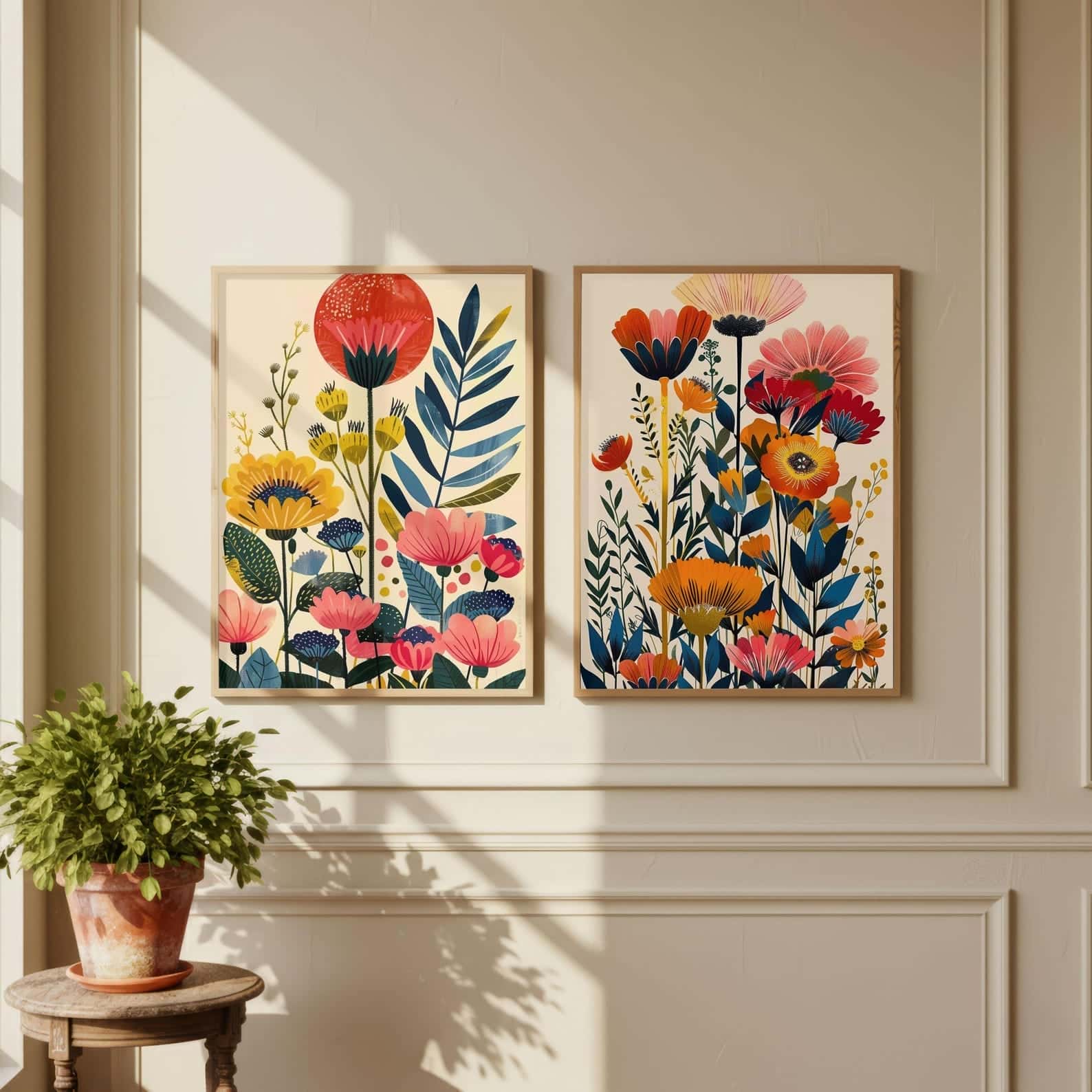 Flowers Artwork | Floral Nature Wall Art | Duo, A2 at XILEF Art