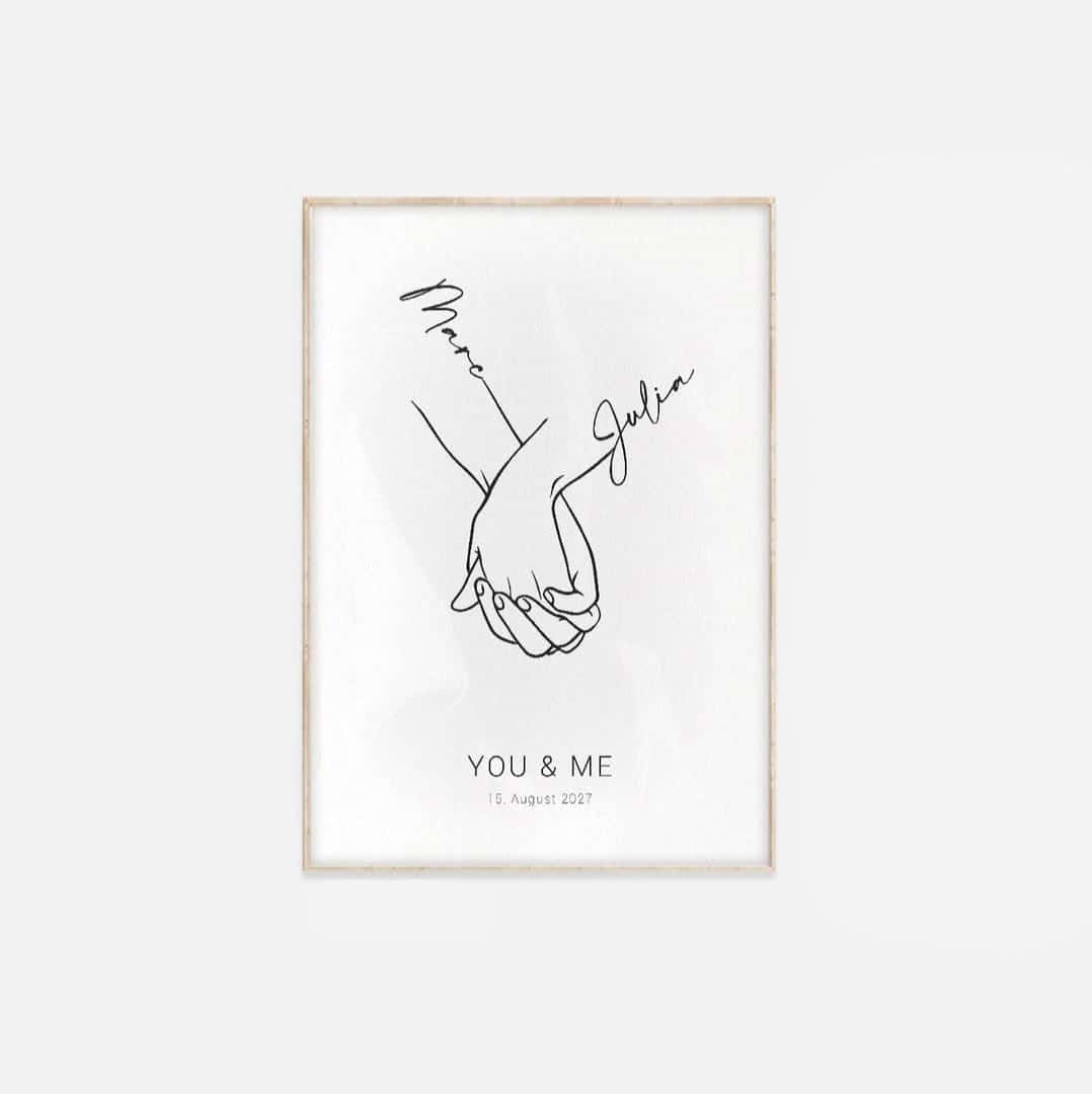 Personalised Couple Names Print | Custom Wedding Gift | Custom Couple Gift | Custom Anniversary Gift | Custom Home Decor Wall Art, A3 at XILEF Art
