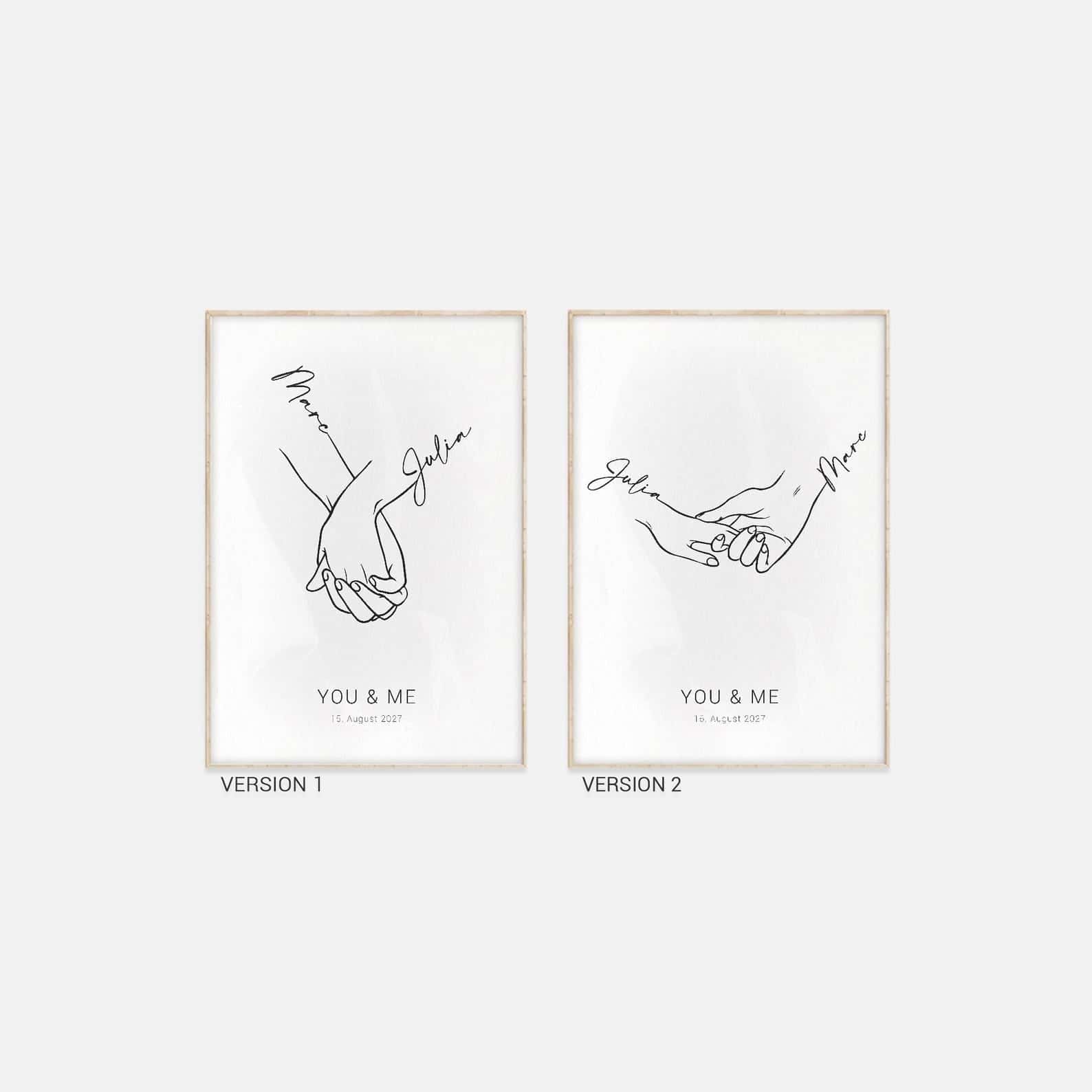 Personalised Couple Names Print | Custom Wedding Gift | Custom Couple Gift | Custom Anniversary Gift | Custom Home Decor Wall Art, A3 at XILEF Art