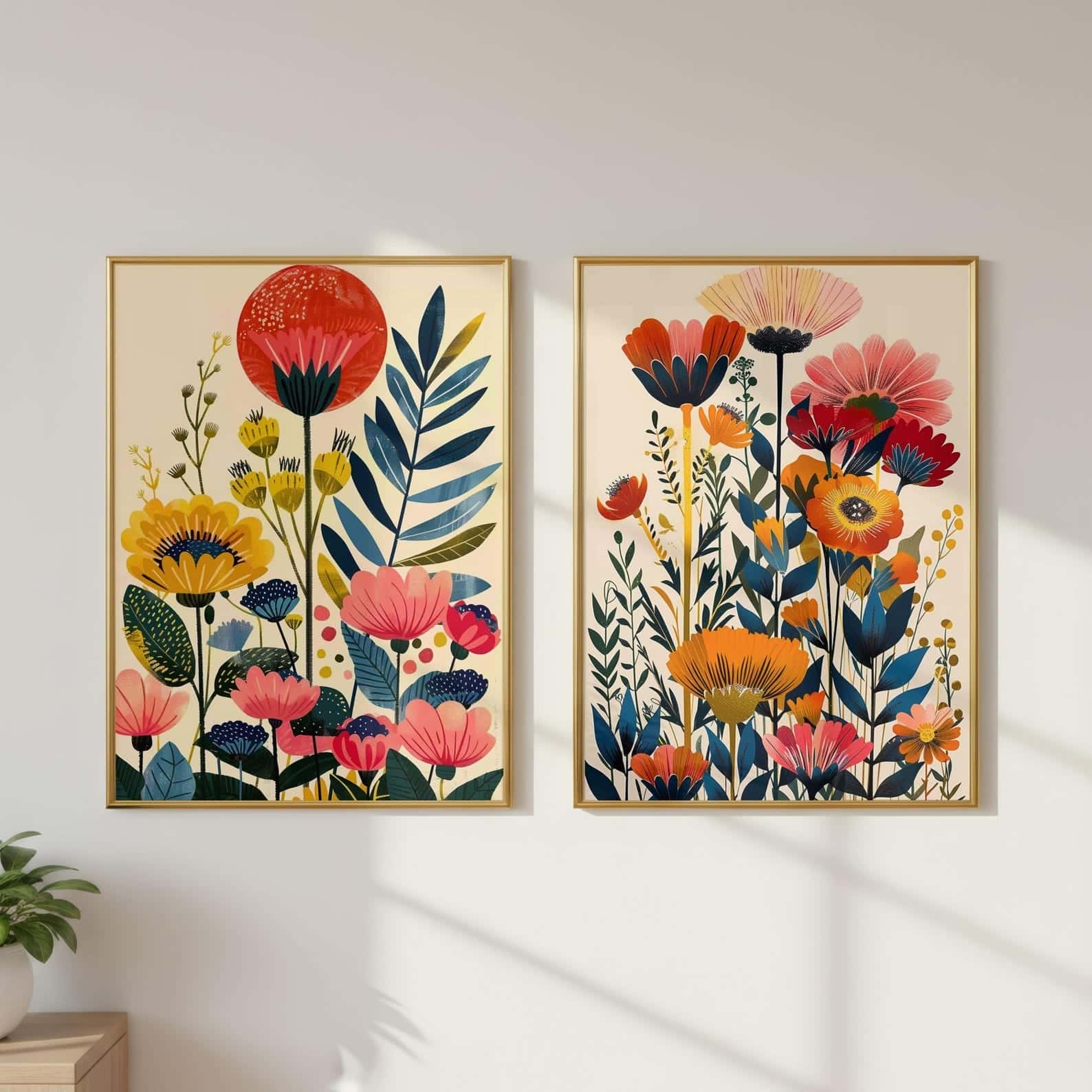 Flowers Artwork | Floral Nature Wall Art | Duo, A2 at XILEF Art