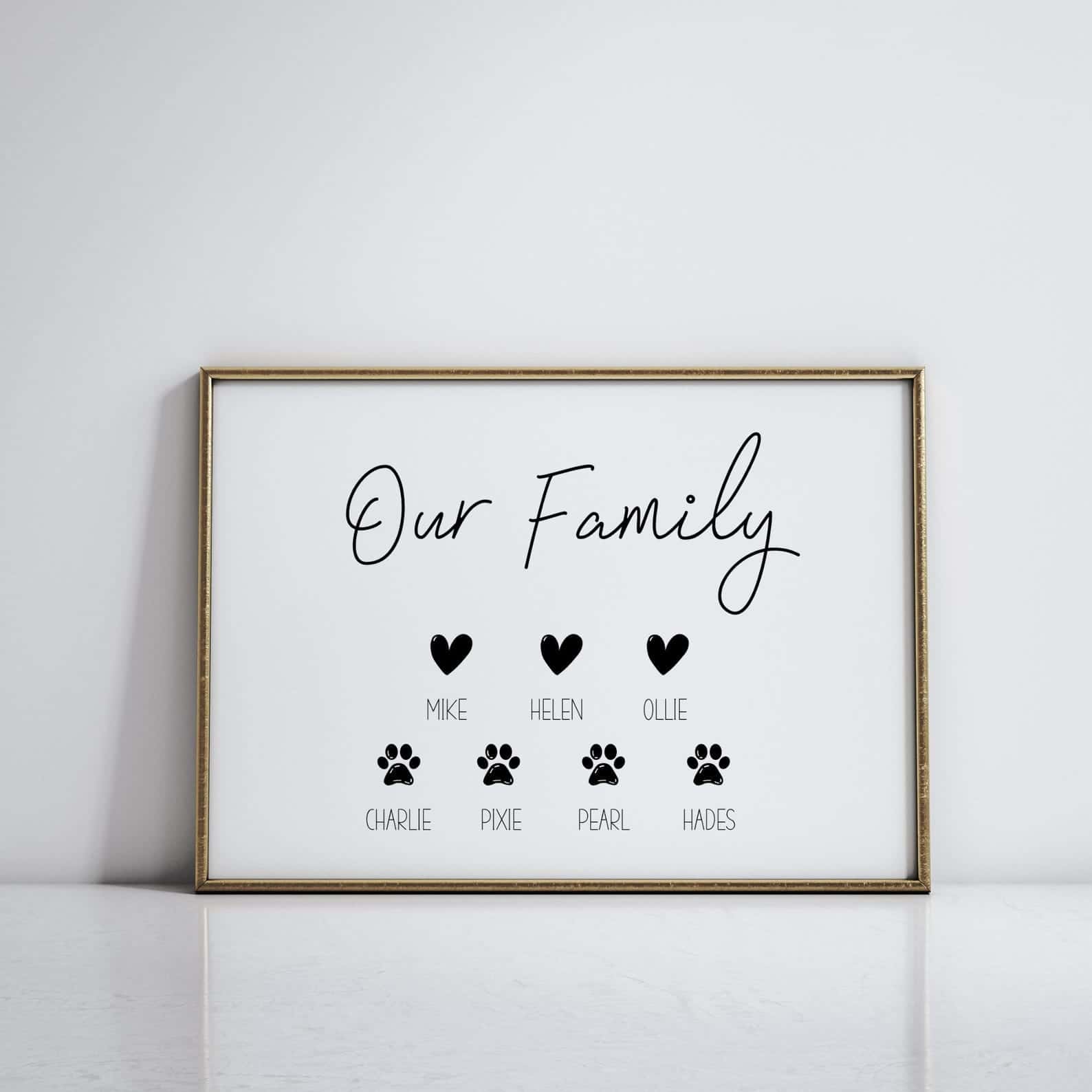 Personalised Family Names Print | Customized Gift for Family | Custom Wall Art for Family | Single, A3 at XILEF Art