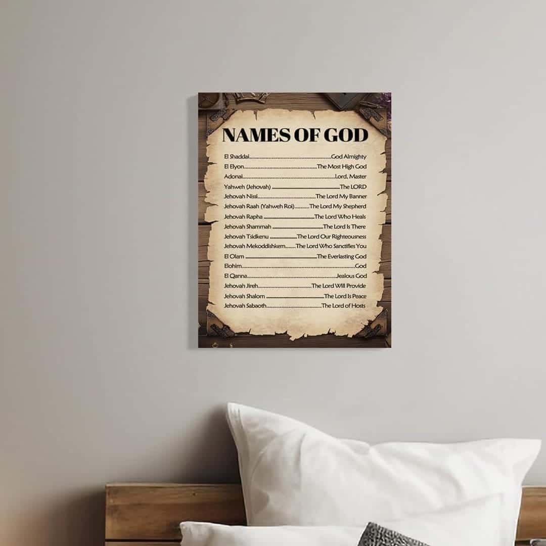 List of the Names of the LORD, God | Single, Christian Wall Art, A3 at XILEF Art