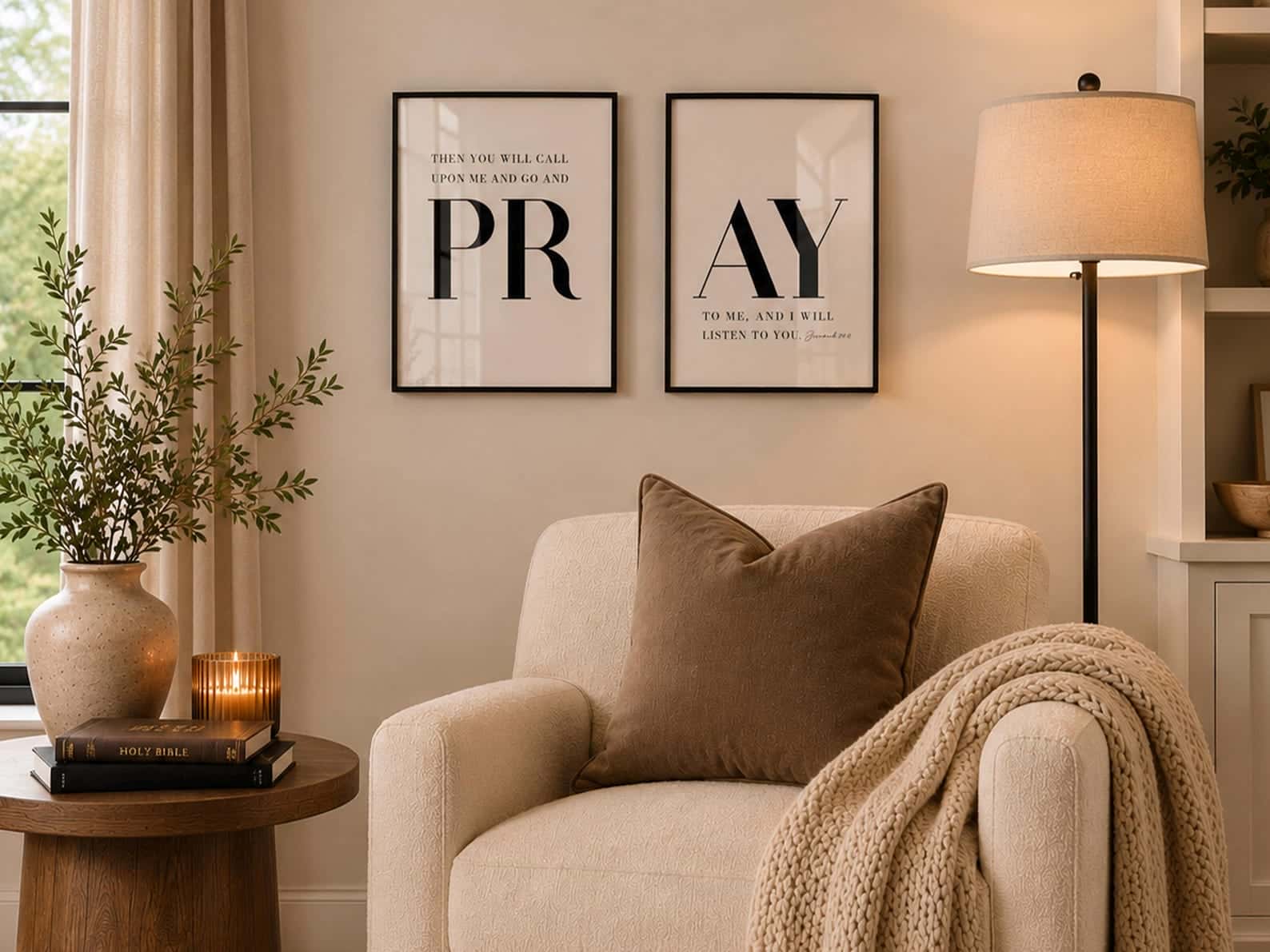 Then You Will Pray, Bible Verse, Jeremiah 29:12 | Duo Set, Christian Wall Art, A3 at XILEF Art
