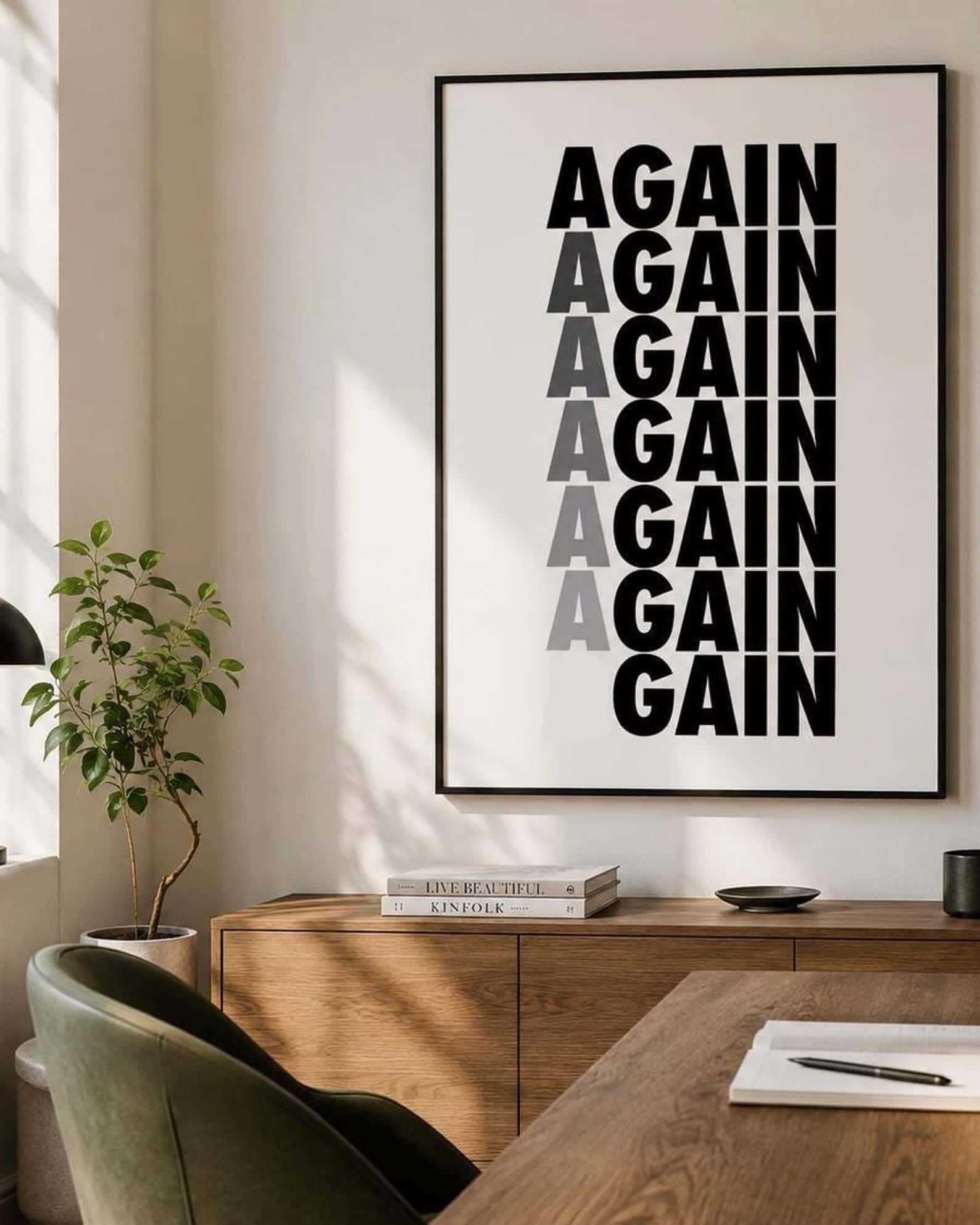 Again, Again, Again, Again, ... Gain | Inspirational Wall Art | Single, A3 at XILEF Art