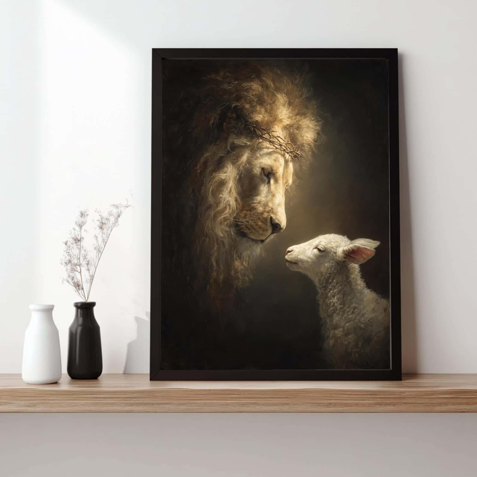 JESUS, The Lamb and The Lion | Christian Wall Art, A2 at XILEF Art