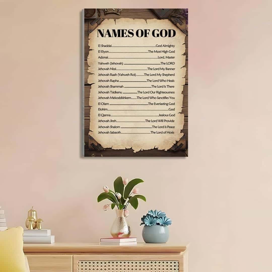List of the Names of the LORD, God | Single, Christian Wall Art, A3 at XILEF Art