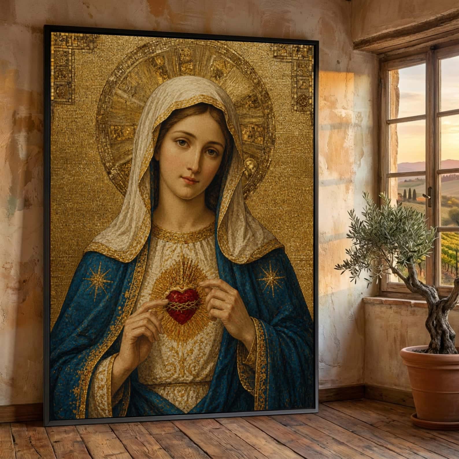 Sacred Heart of Mary | Christian Wall Art, A2 at XILEF Art