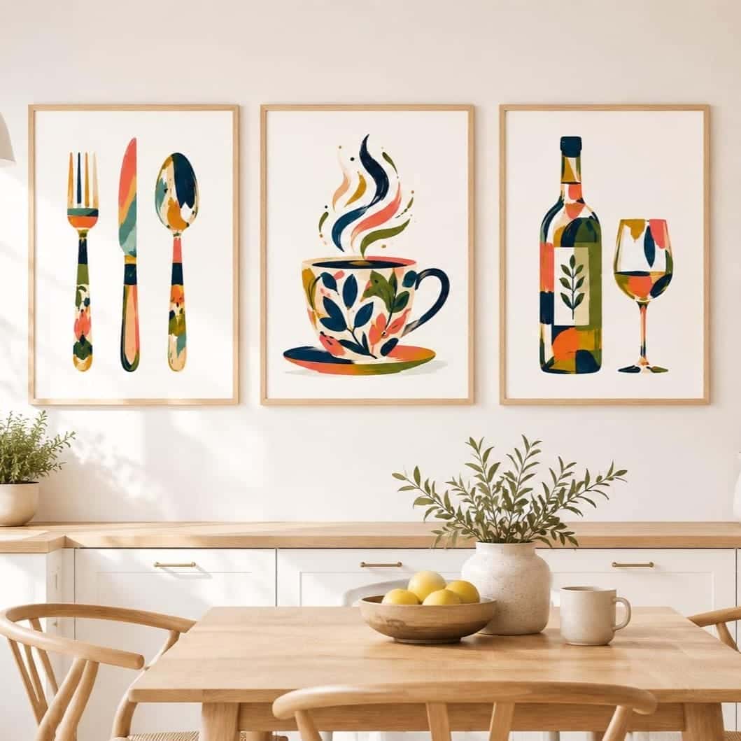 Kitchen or Dining Artwork |  Home Wall Art | Trio, A2 at XILEF Art