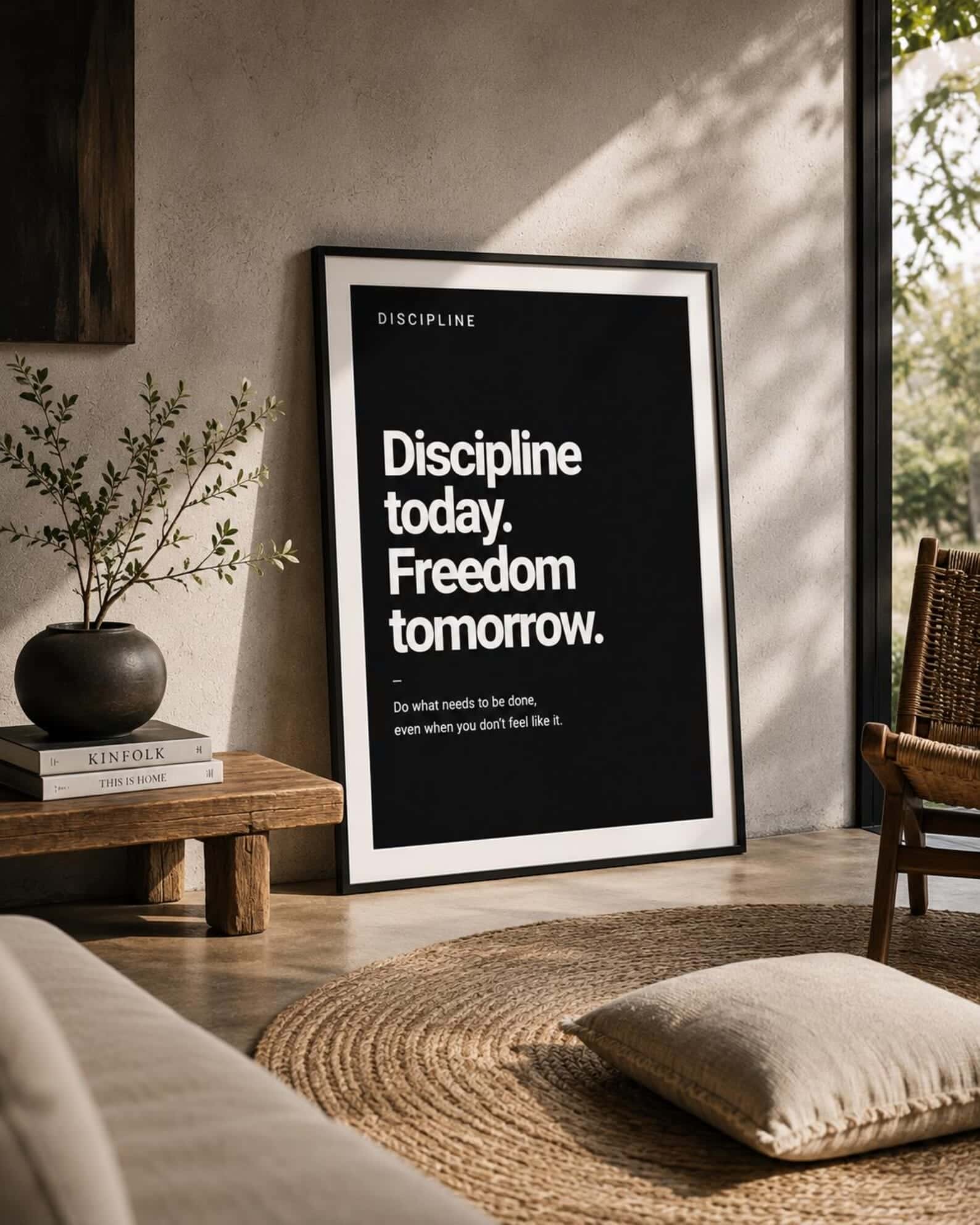Discipline Today Freedom Tomorrow | Inspirational Wall Art | Single, A3 at XILEF Art
