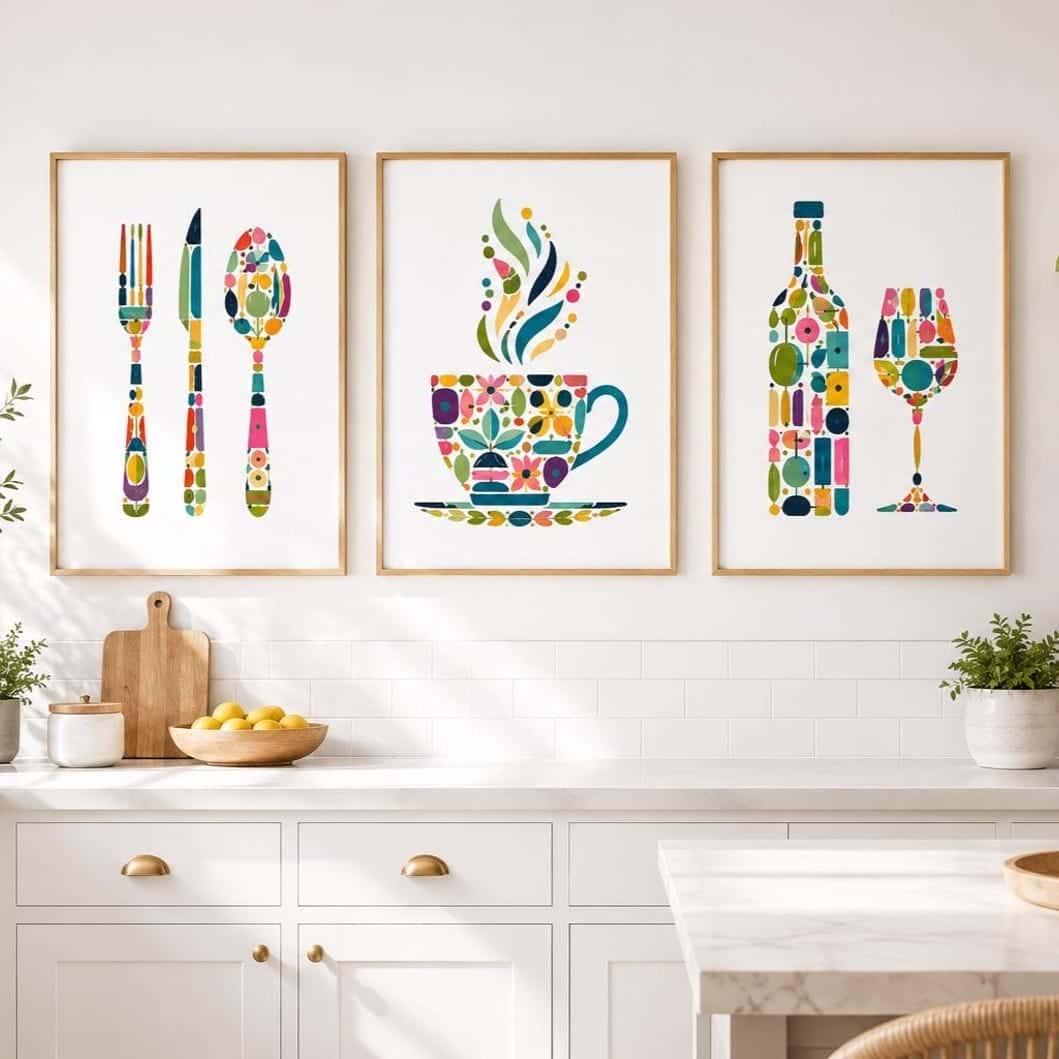 Kitchen or Dining Artwork |  Home Wall Art | Trio, A2 at XILEF Art