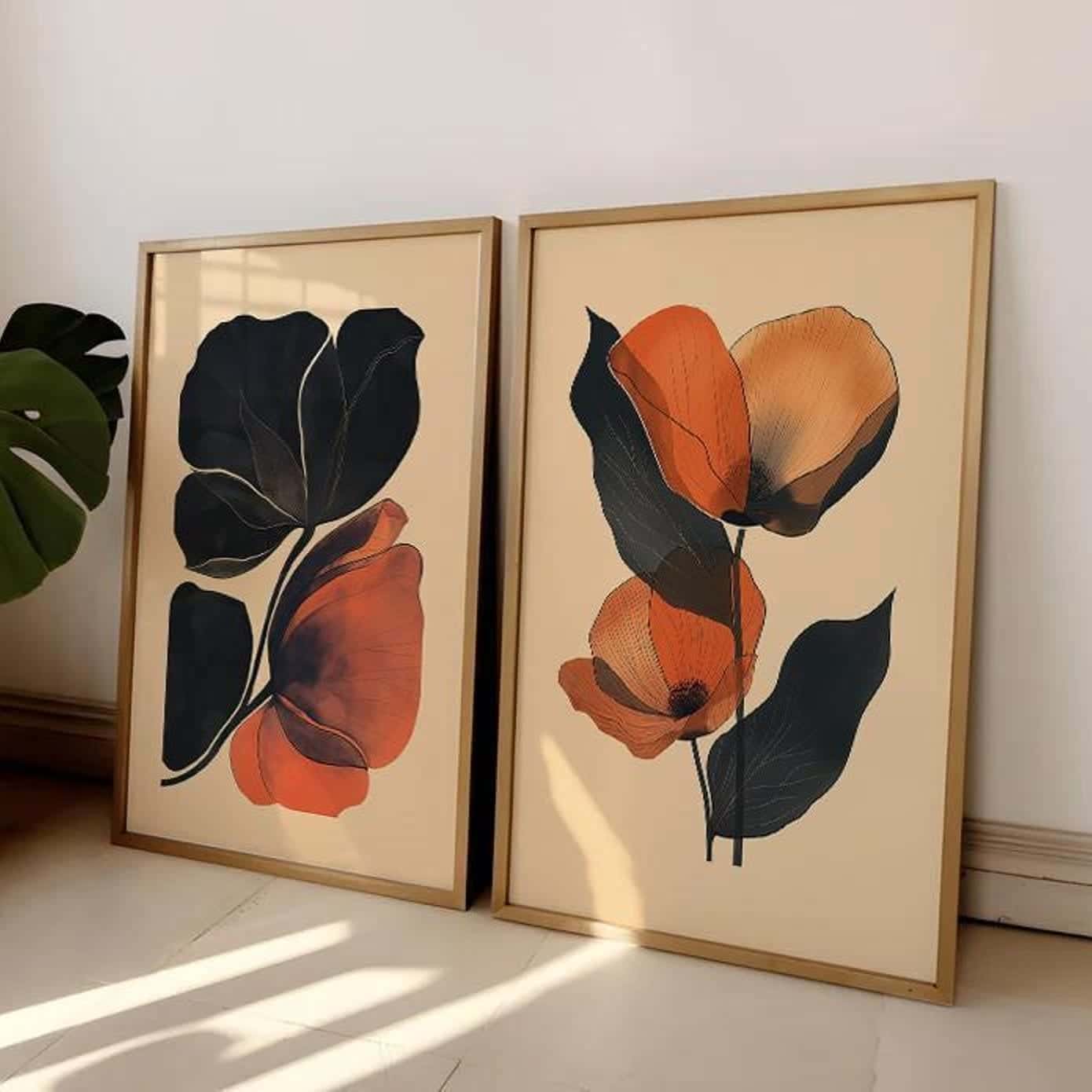 Flowers Artwork | Floral Nature Wall Art | Duo, A2 at XILEF Art