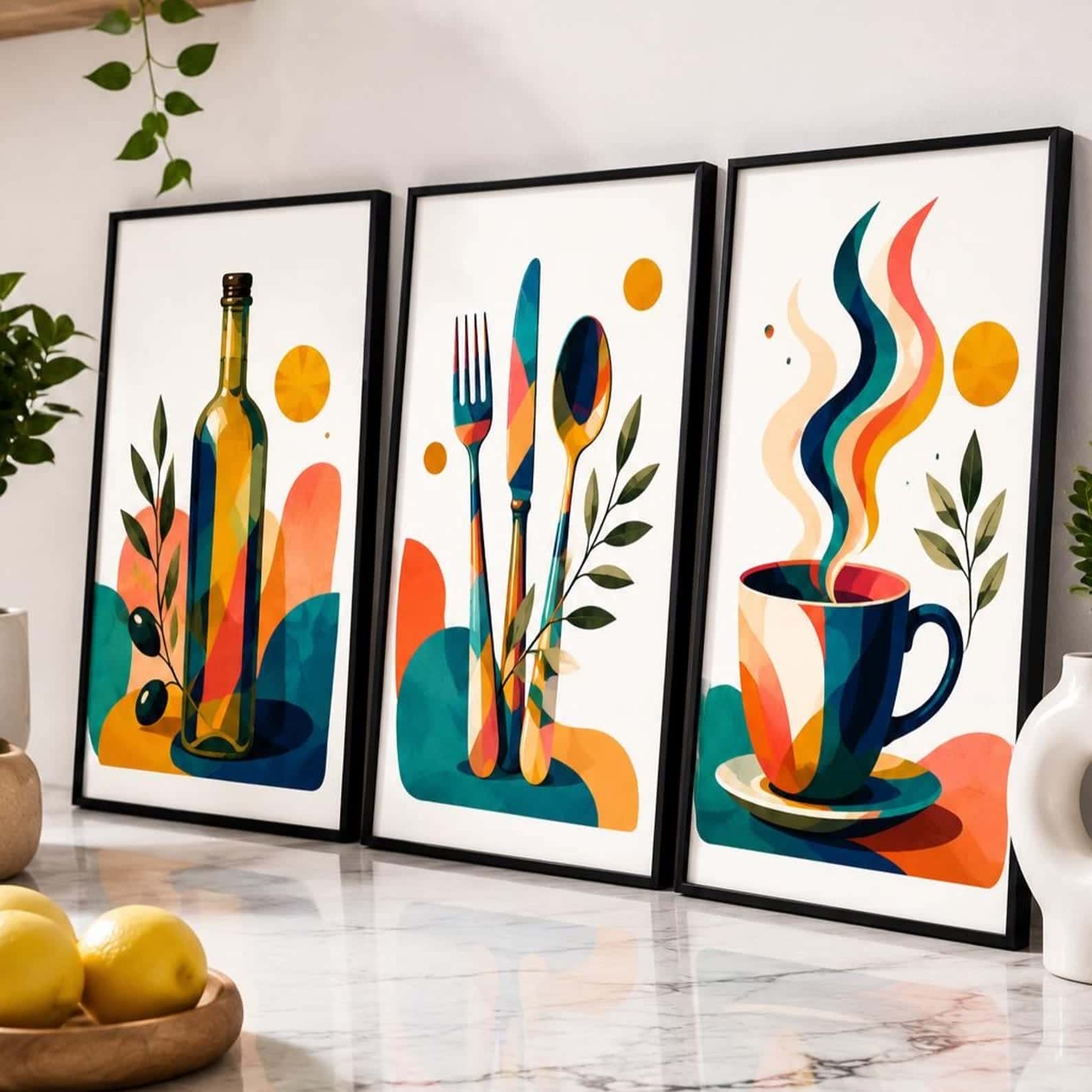 Kitchen or Dining Artwork |  Home Wall Art | Trio, A2 at XILEF Art