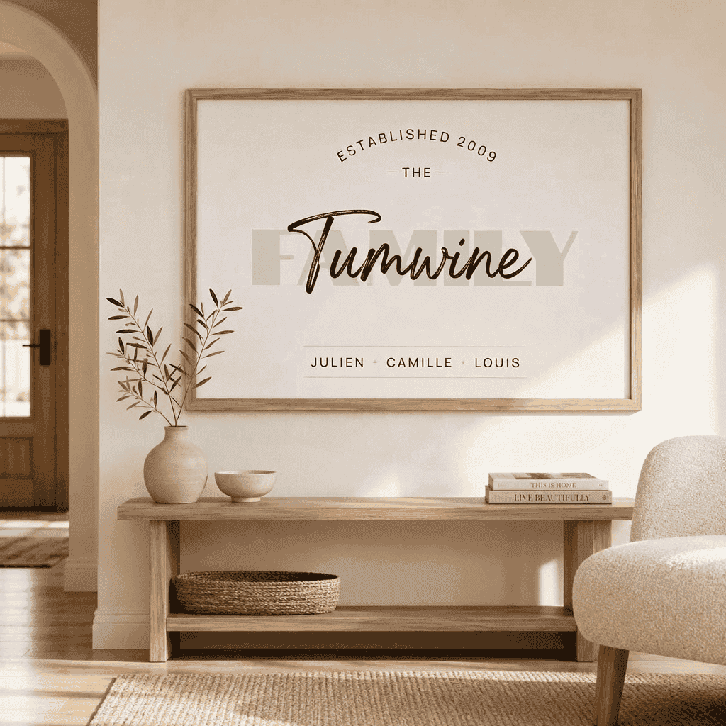 Personalised Family Names Print | Customized Gift for a Family | Custom Wall Art for Family | Single, A2 at XILEF Art