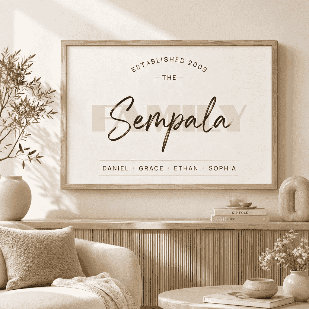 Personalised Family Names Print | Customized Gift for a Family | Custom Wall Art for Family | Single, A2 at XILEF Art