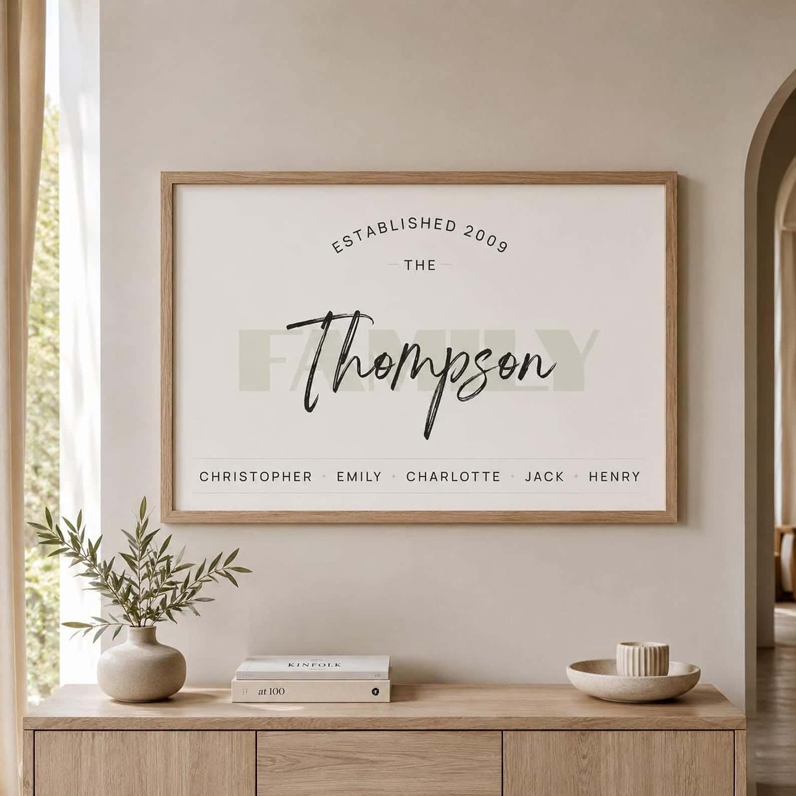 Personalised Family Names Print | Customized Gift for a Family | Custom Wall Art for Family | Single, A2 at XILEF Art