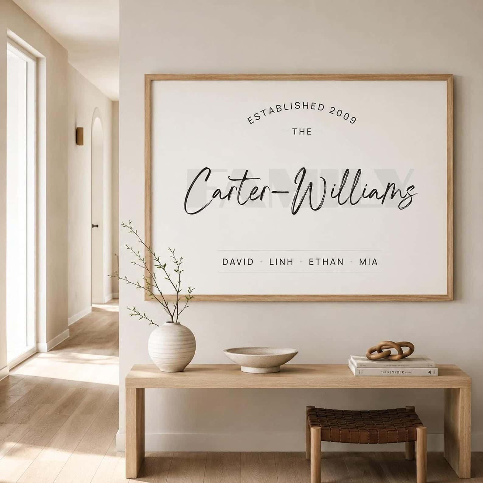 Personalised Family Names Print | Customized Gift for a Family | Custom Wall Art for Family | Single, A2 at XILEF Art