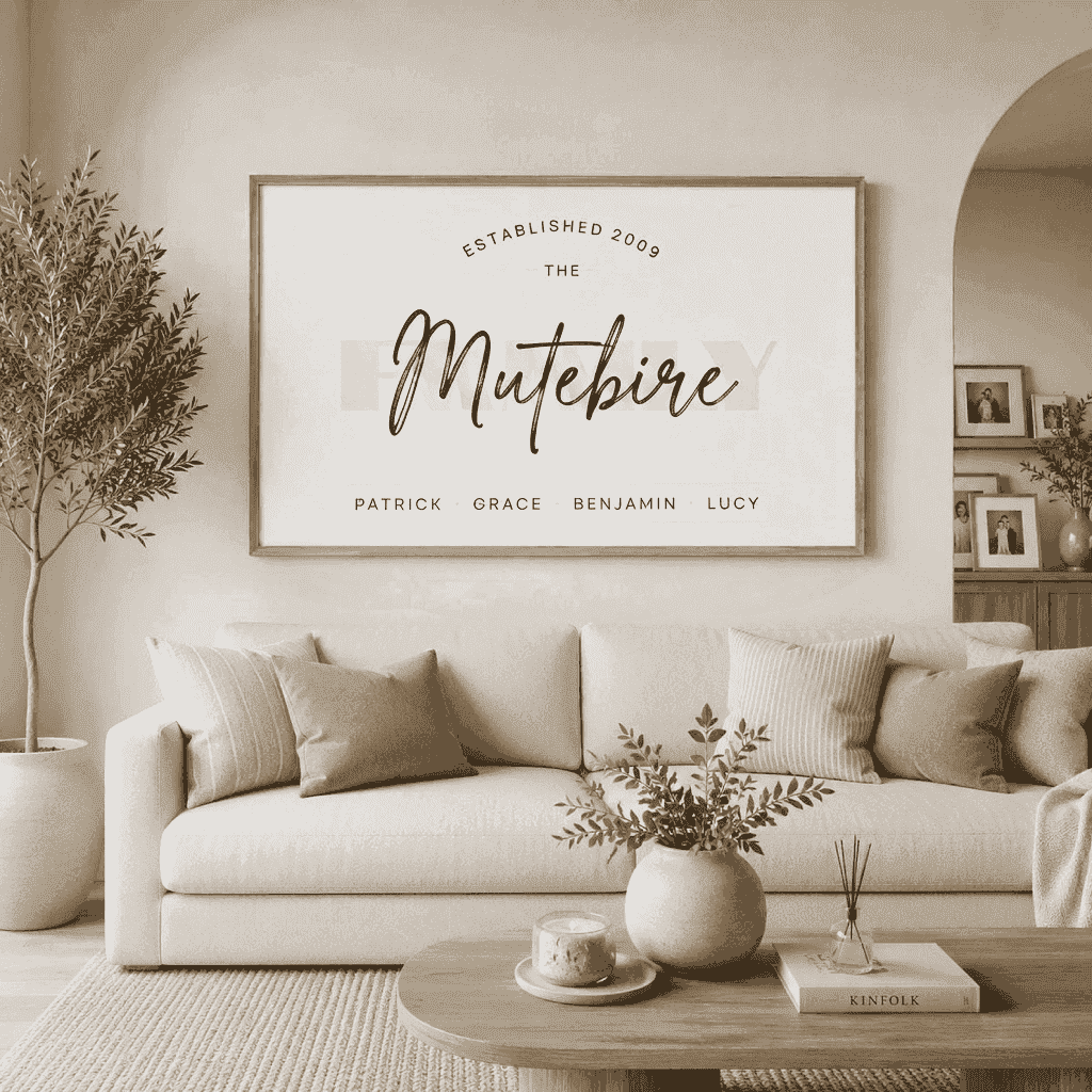 Personalised Family Names Print | Customized Gift for a Family | Custom Wall Art for Family | Single, A2 at XILEF Art