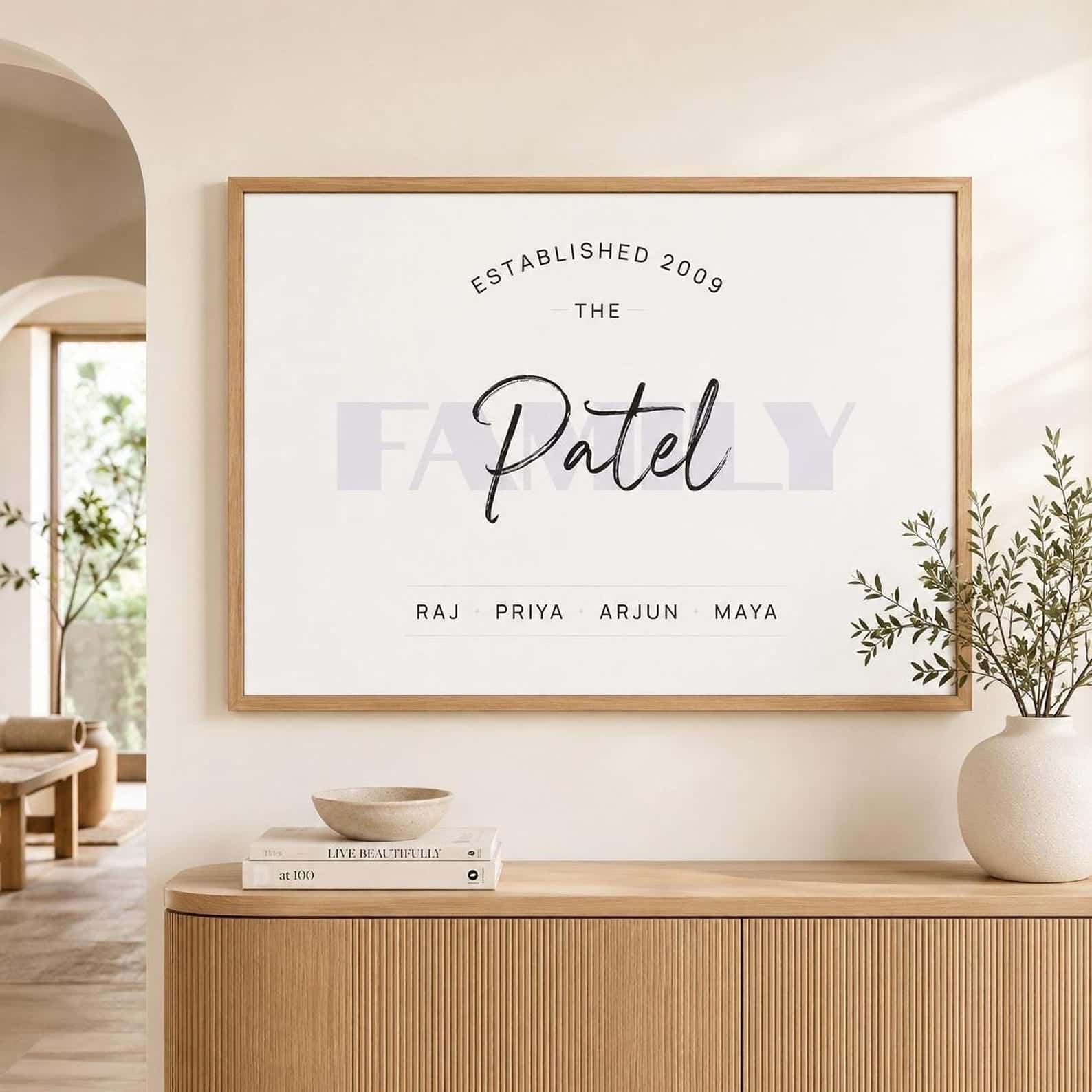 Personalised Family Names Print | Customized Gift for a Family | Custom Wall Art for Family | Single, A2 at XILEF Art